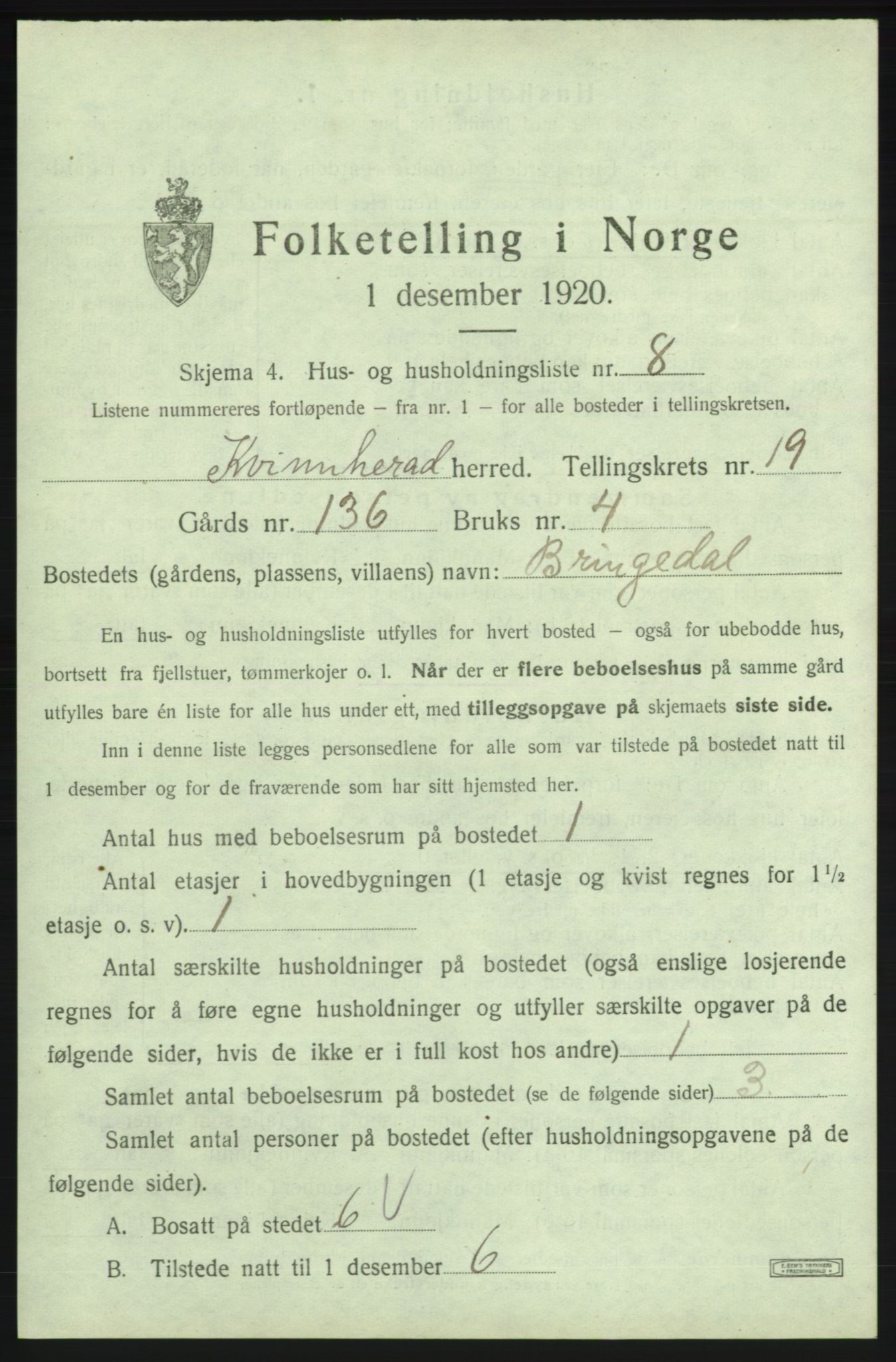 SAB, 1920 census for Kvinnherad, 1920, p. 2852