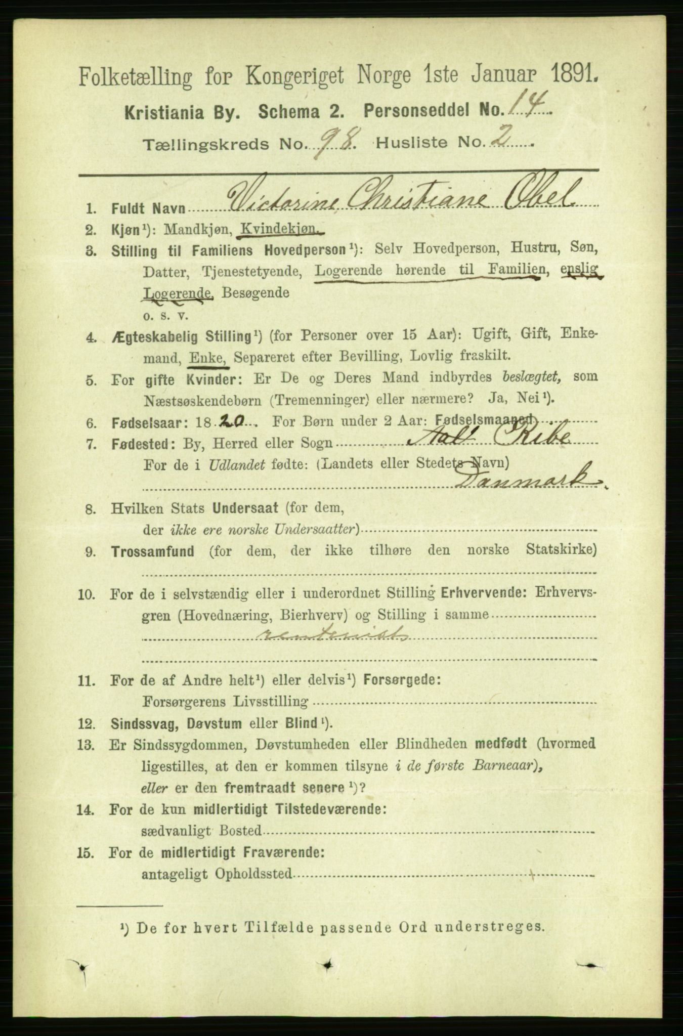 RA, 1891 census for 0301 Kristiania, 1891, p. 47747