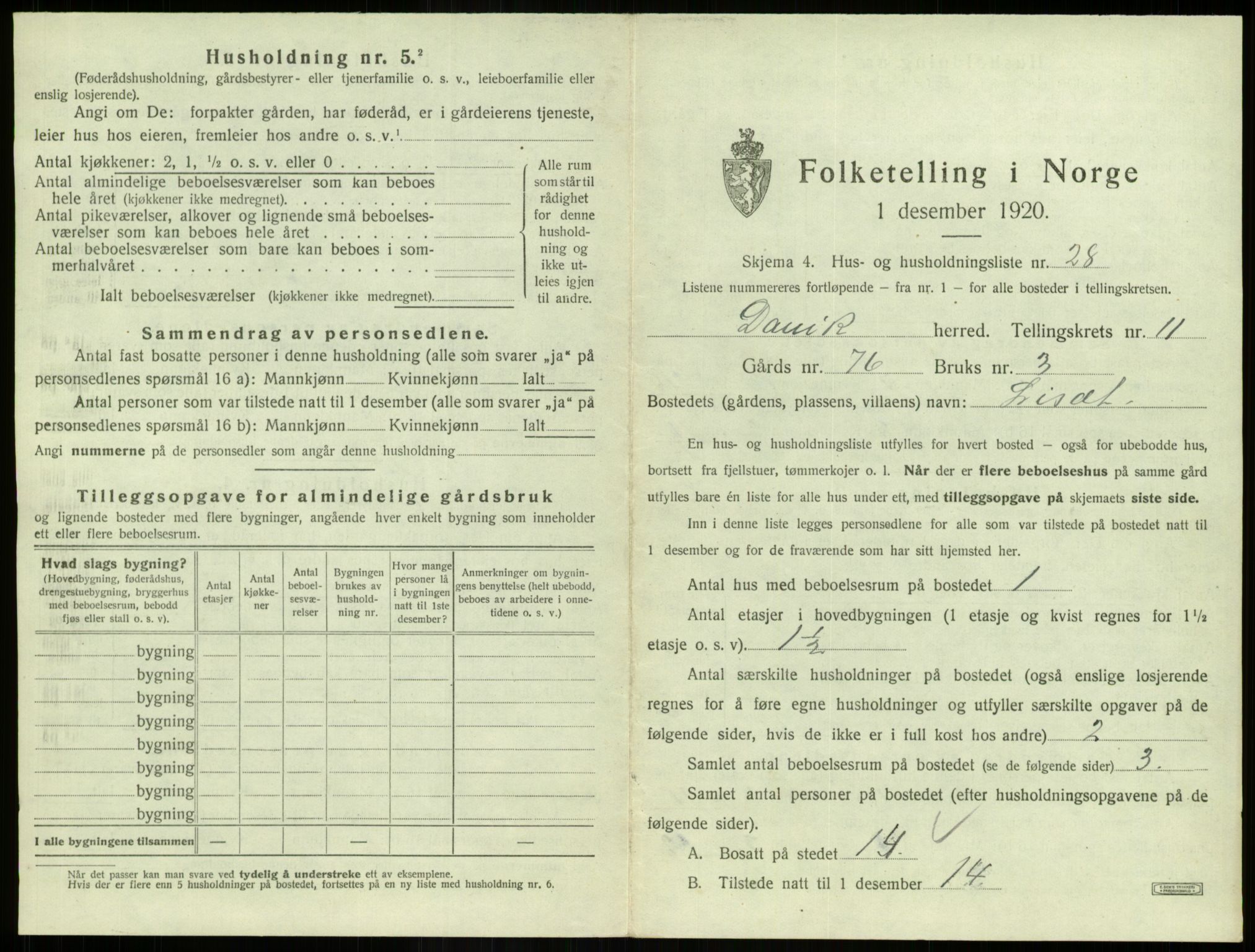 SAB, 1920 census for Davik, 1920, p. 786