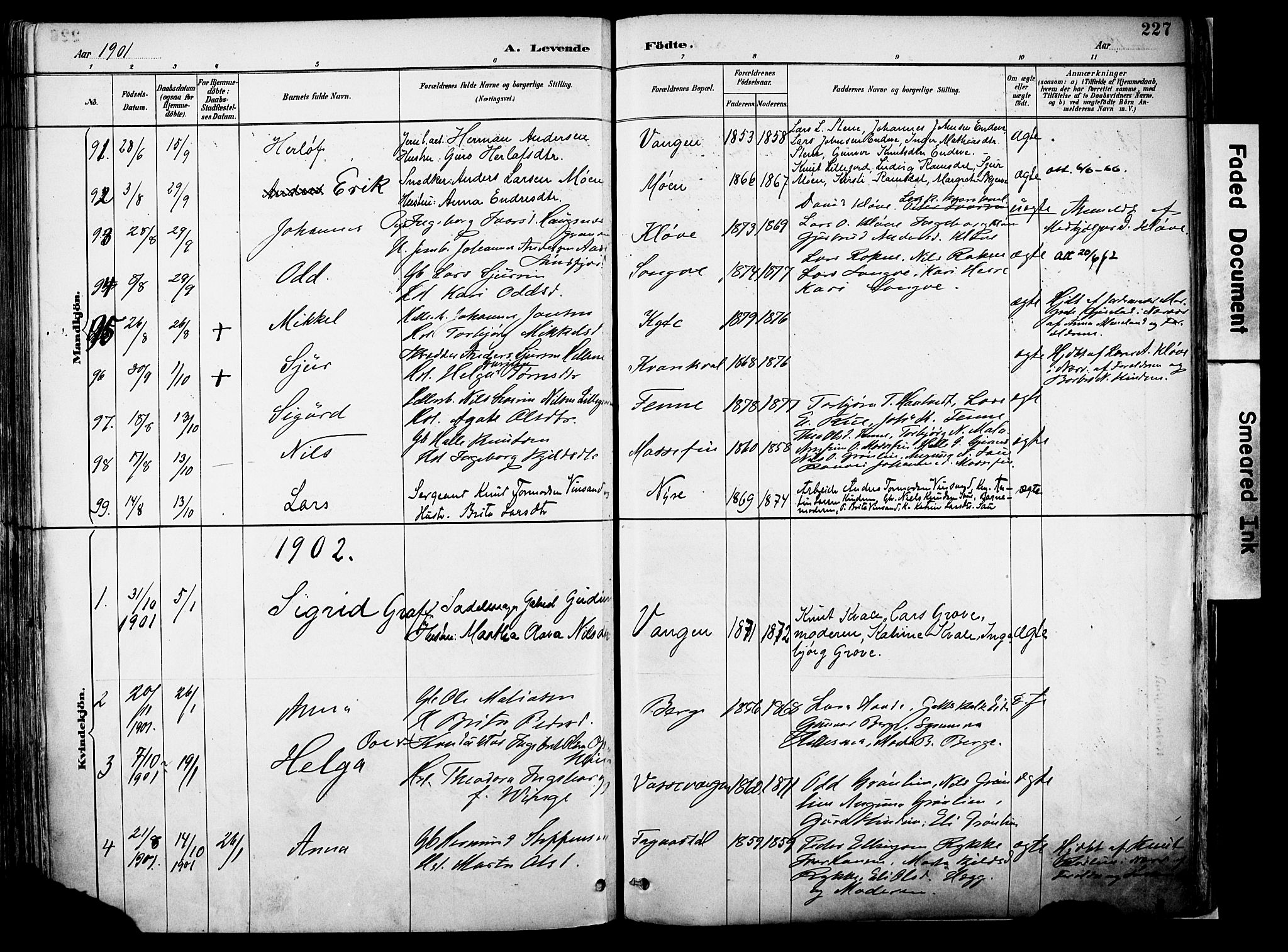 Voss sokneprestembete, AV/SAB-A-79001/H/Haa: Parish register (official) no. A 21, 1887-1903, p. 227