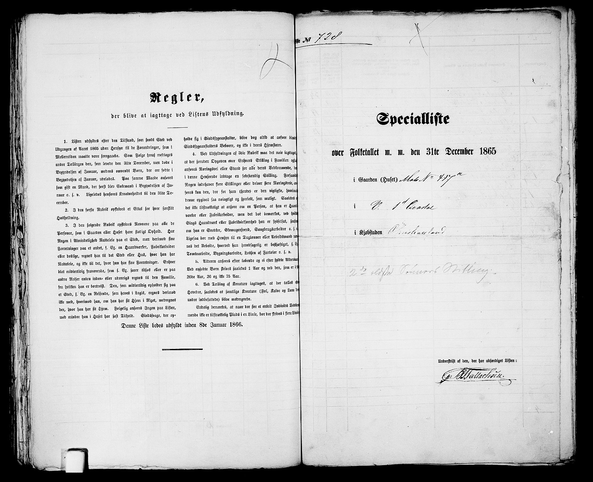 RA, 1865 census for Kristiansand, 1865, p. 1491