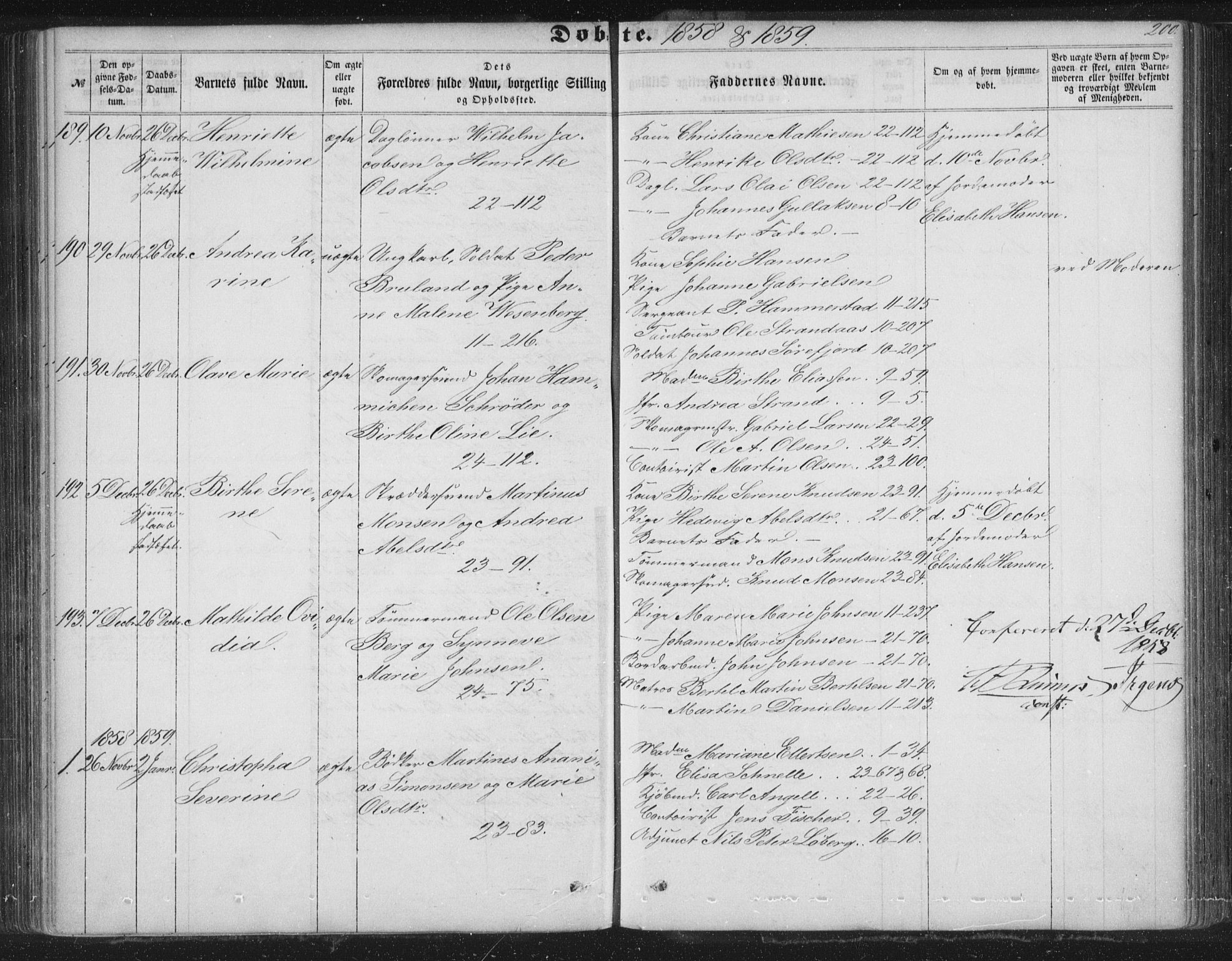 Korskirken sokneprestembete, SAB/A-76101/H/Haa/L0018: Parish register (official) no. B 4, 1857-1866, p. 200