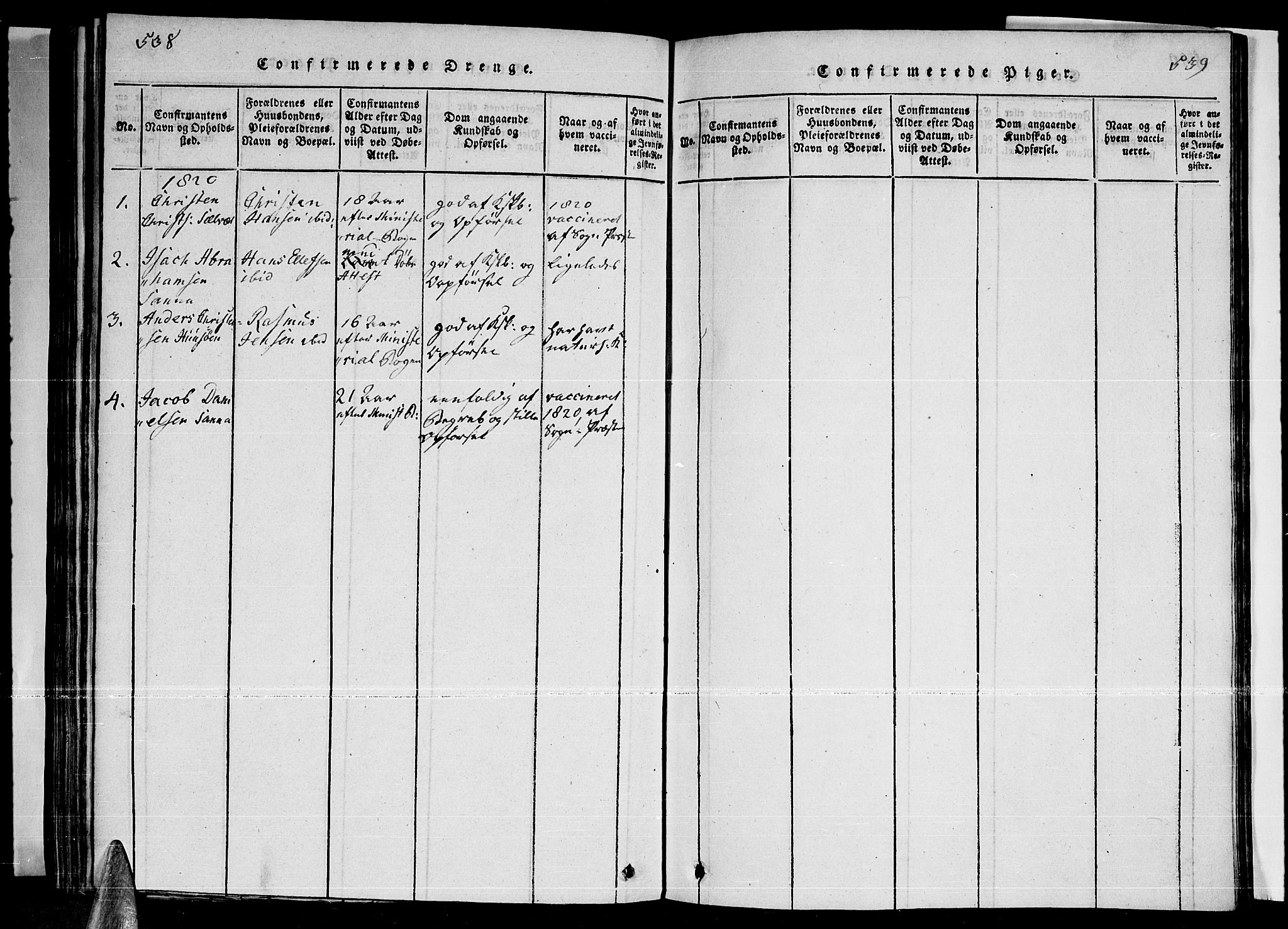 Ministerialprotokoller, klokkerbøker og fødselsregistre - Nordland, SAT/A-1459/841/L0593: Parish register (official) no. 841A04 /4, 1820-1824, p. 538-539