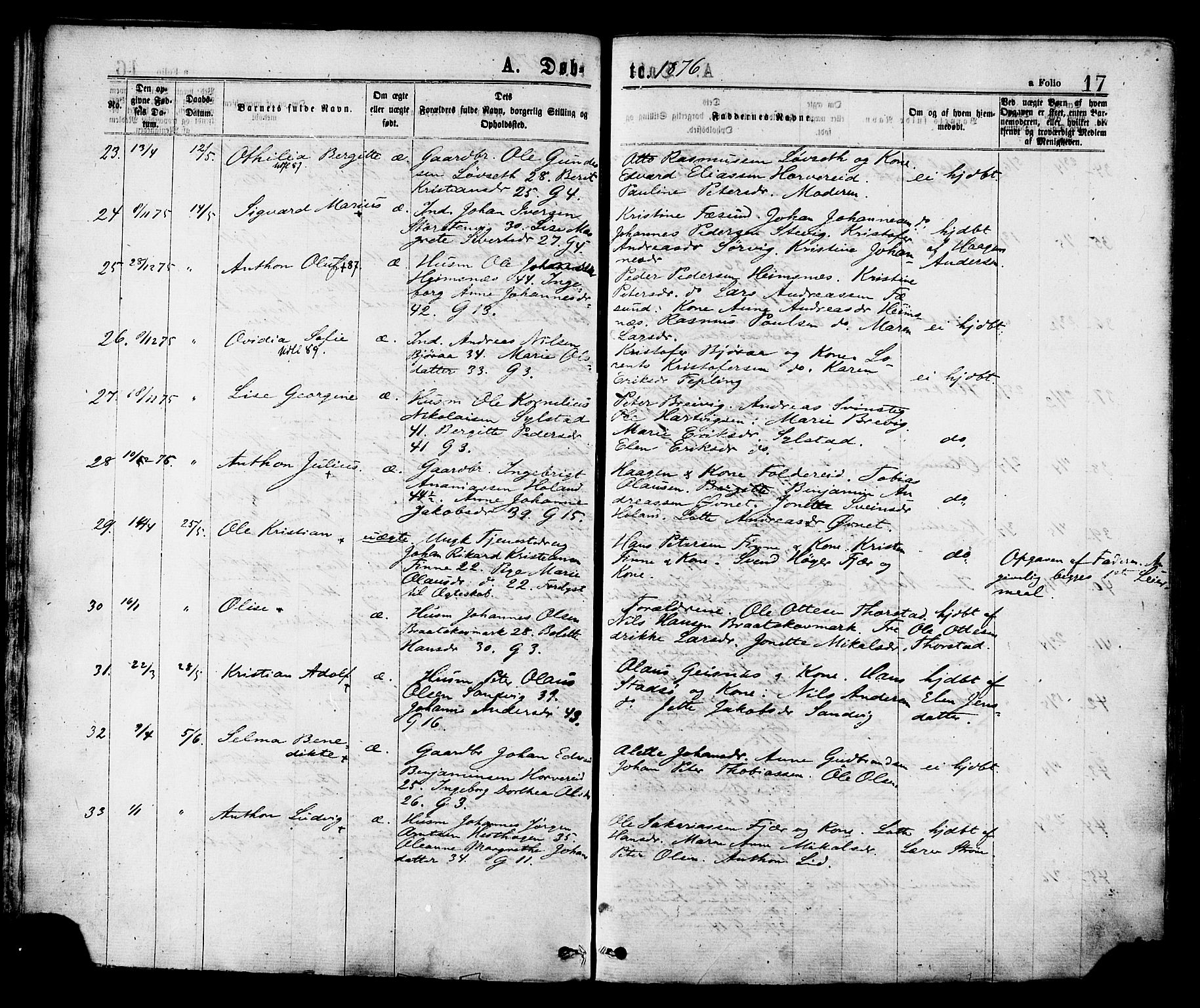 Ministerialprotokoller, klokkerbøker og fødselsregistre - Nord-Trøndelag, SAT/A-1458/780/L0642: Parish register (official) no. 780A07 /1, 1874-1885, p. 17