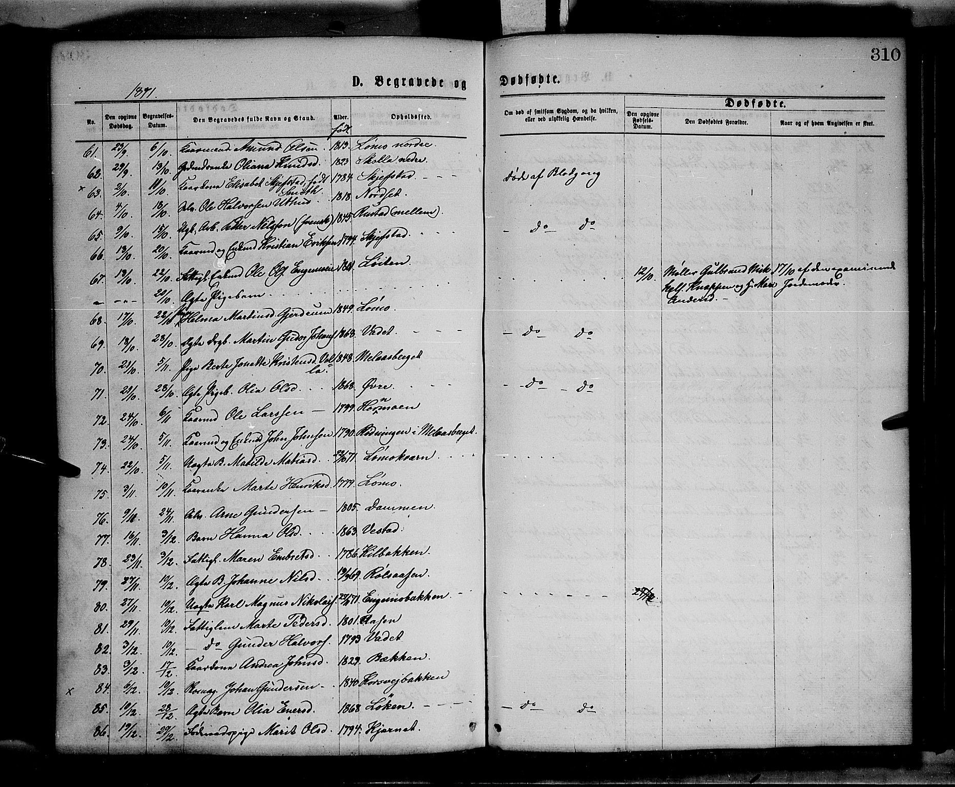 Elverum prestekontor, AV/SAH-PREST-044/H/Ha/Haa/L0011: Parish register (official) no. 11, 1869-1879, p. 310