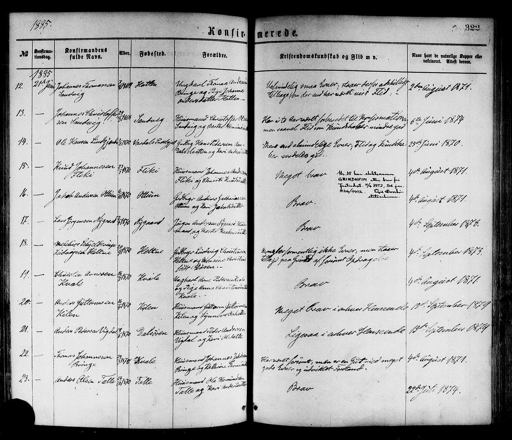 Luster sokneprestembete, AV/SAB-A-81101/H/Haa/Haaa/L0010: Parish register (official) no. A 10, 1871-1886, p. 322