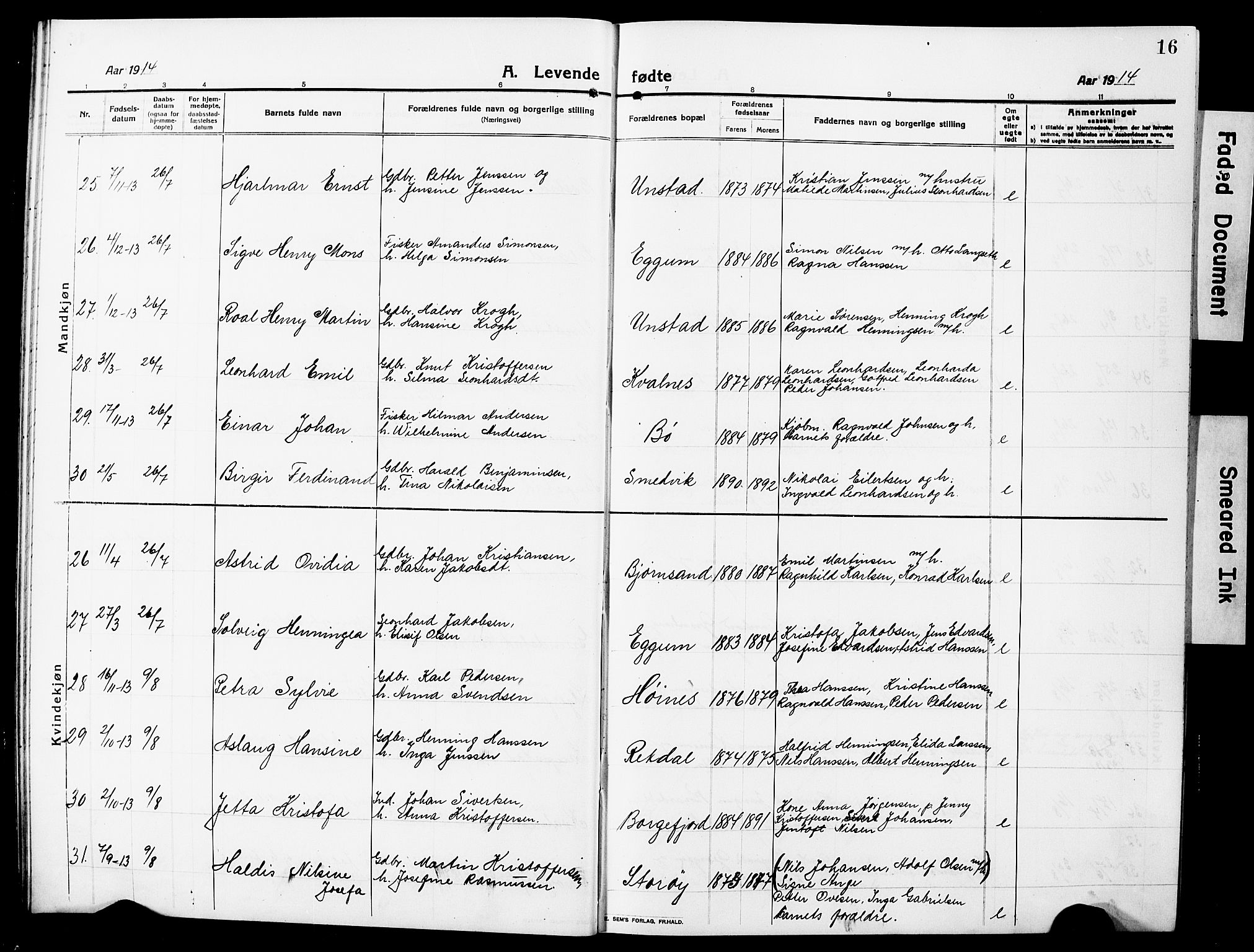 Ministerialprotokoller, klokkerbøker og fødselsregistre - Nordland, AV/SAT-A-1459/880/L1142: Parish register (copy) no. 880C04, 1913-1930, p. 16