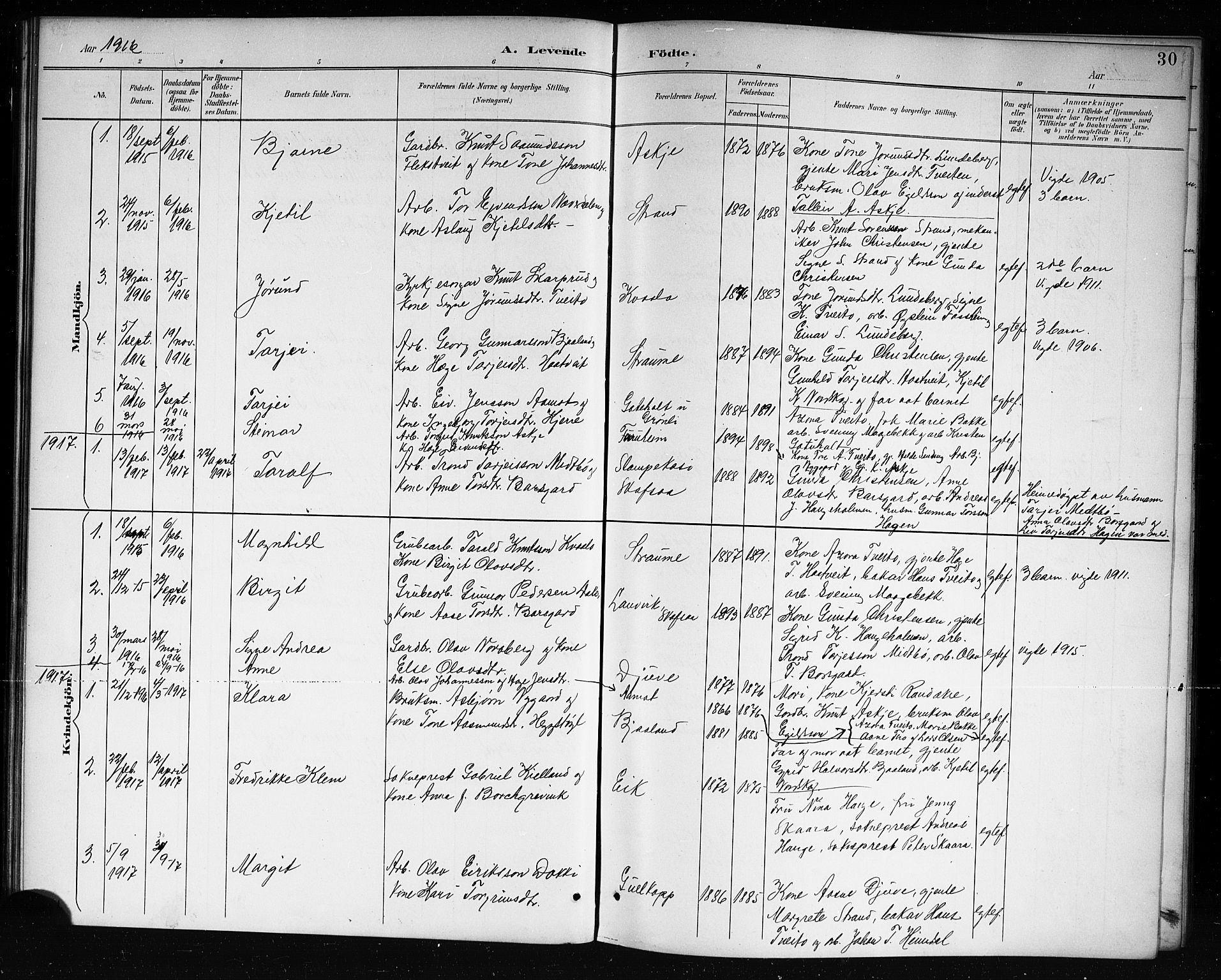 Lårdal kirkebøker, SAKO/A-284/G/Ga/L0003: Parish register (copy) no. I 3, 1891-1918, p. 30