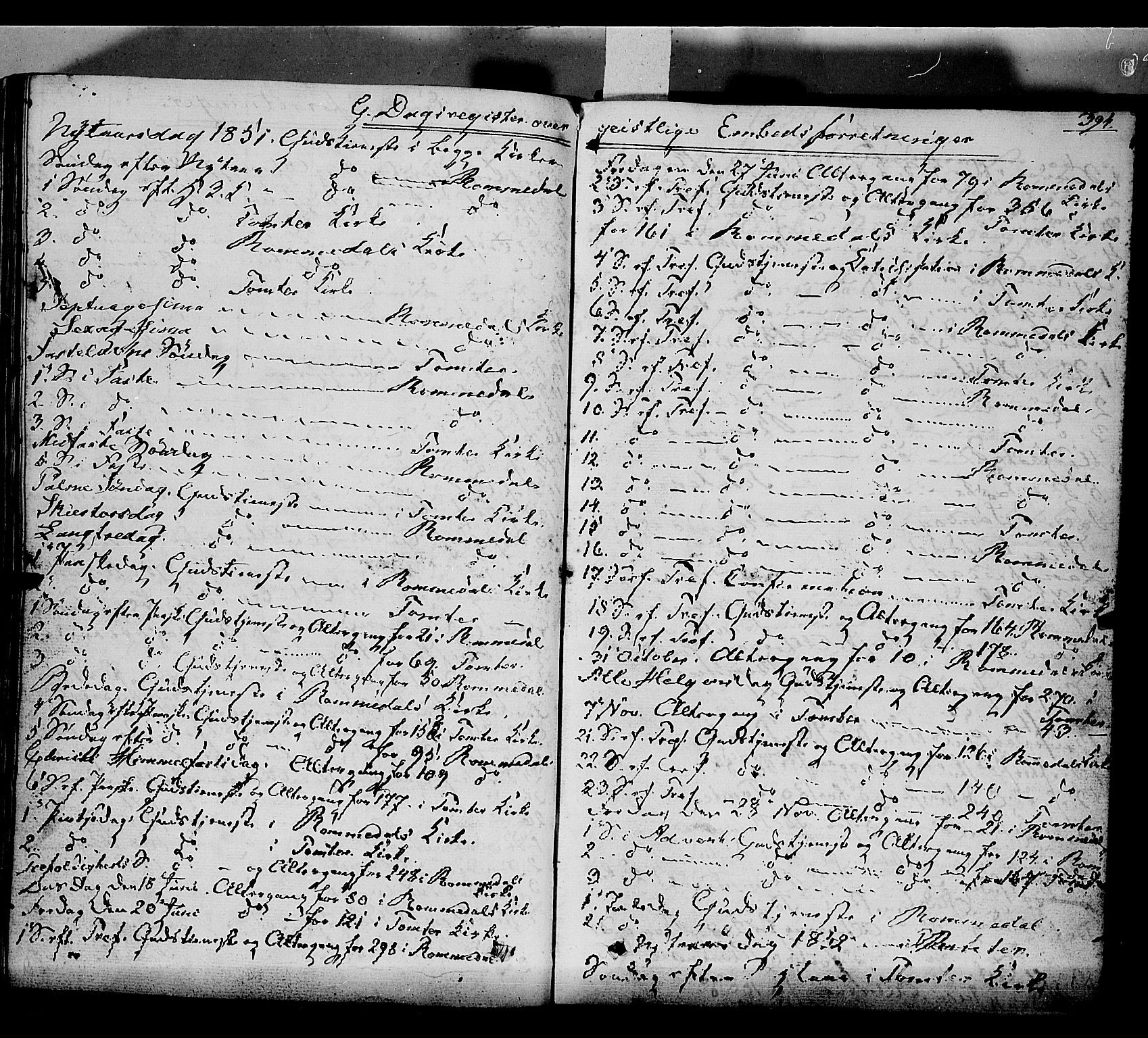 Romedal prestekontor, SAH/PREST-004/K/L0004: Parish register (official) no. 4, 1847-1861, p. 394