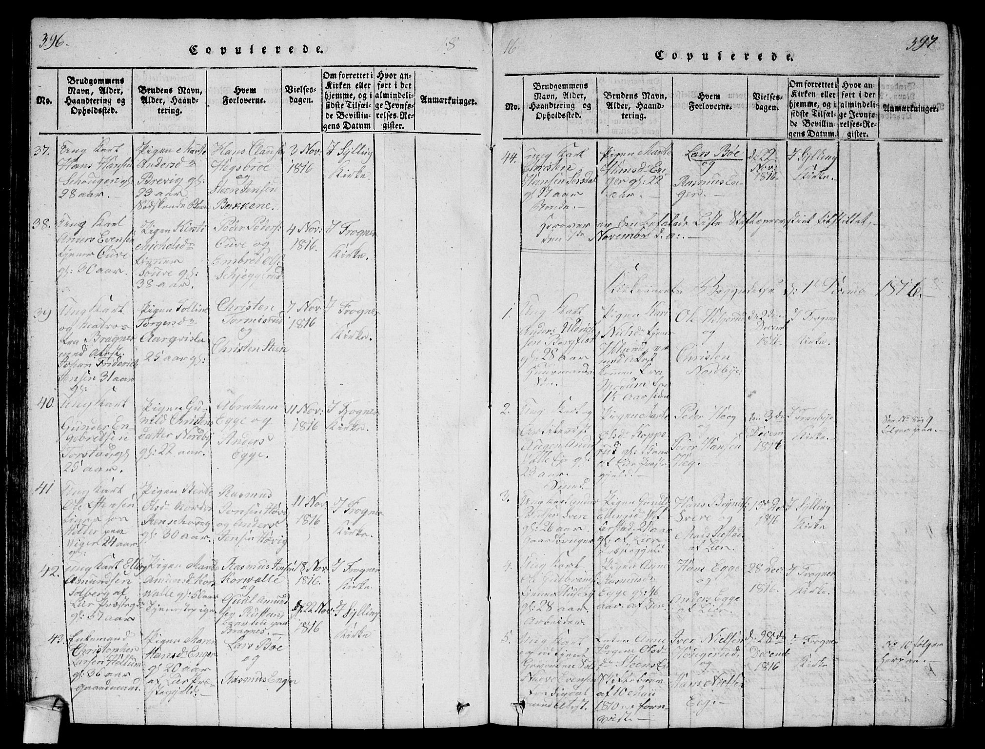 Lier kirkebøker, AV/SAKO-A-230/G/Ga/L0001: Parish register (copy) no. I 1, 1813-1824, p. 396-397