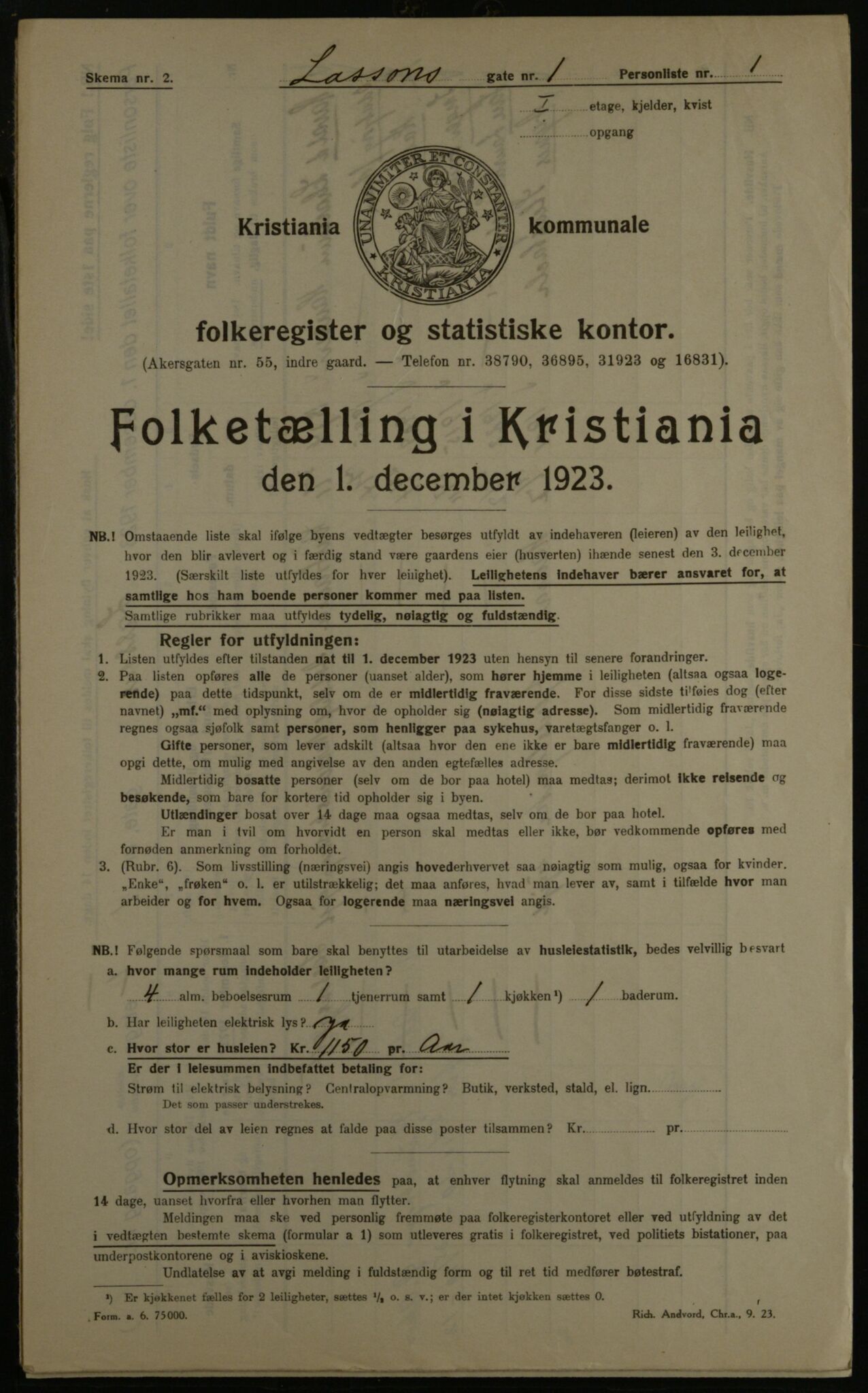 OBA, Municipal Census 1923 for Kristiania, 1923, p. 63466