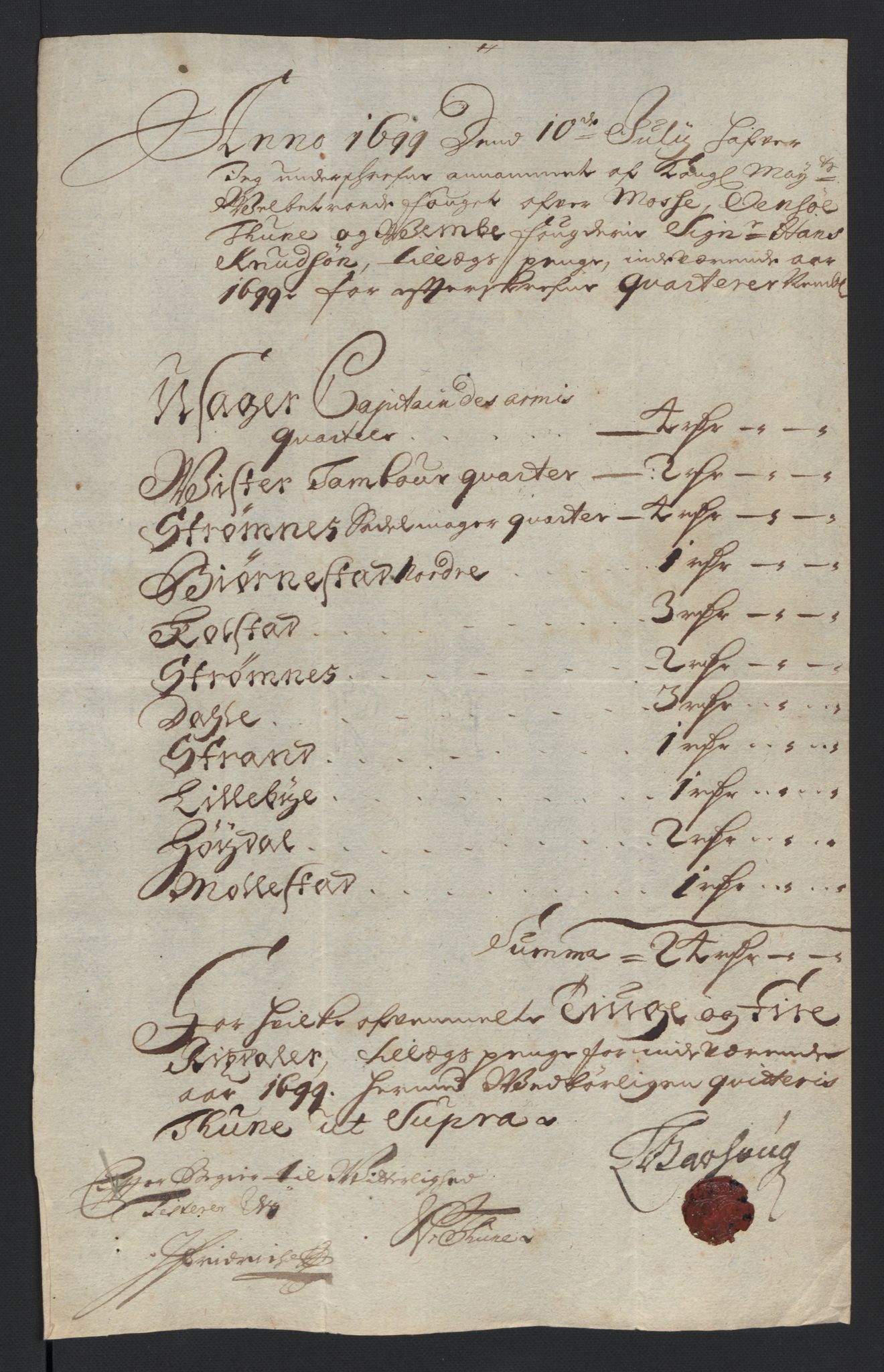 Rentekammeret inntil 1814, Reviderte regnskaper, Fogderegnskap, AV/RA-EA-4092/R04/L0128: Fogderegnskap Moss, Onsøy, Tune, Veme og Åbygge, 1699, p. 125