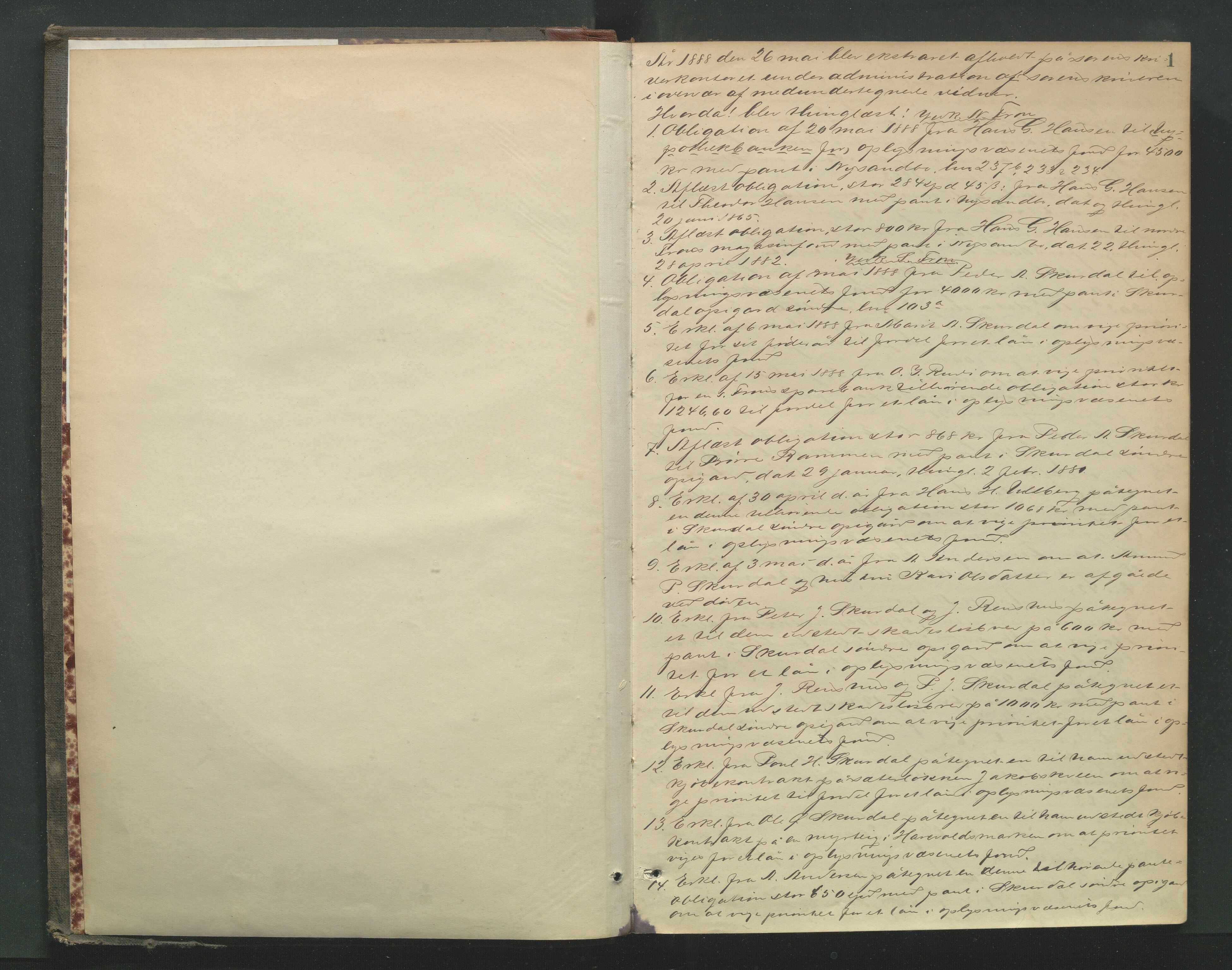 Mellom-Gudbrandsdal sorenskriveri, SAH/TING-038/G/Gb/L0008: Tingbok, 1888-1894, p. 1a