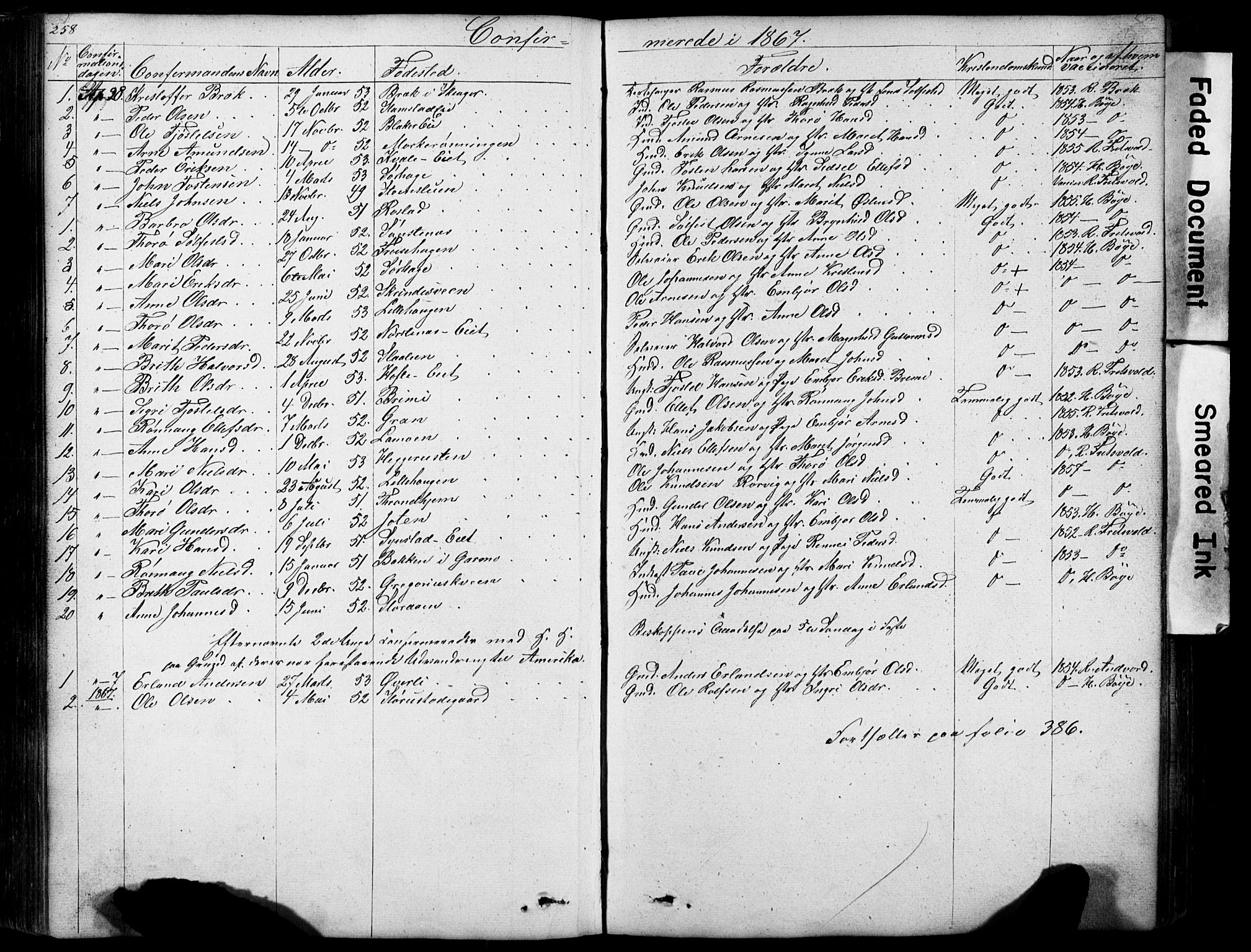 Lom prestekontor, SAH/PREST-070/L/L0012: Parish register (copy) no. 12, 1845-1873, p. 258-259