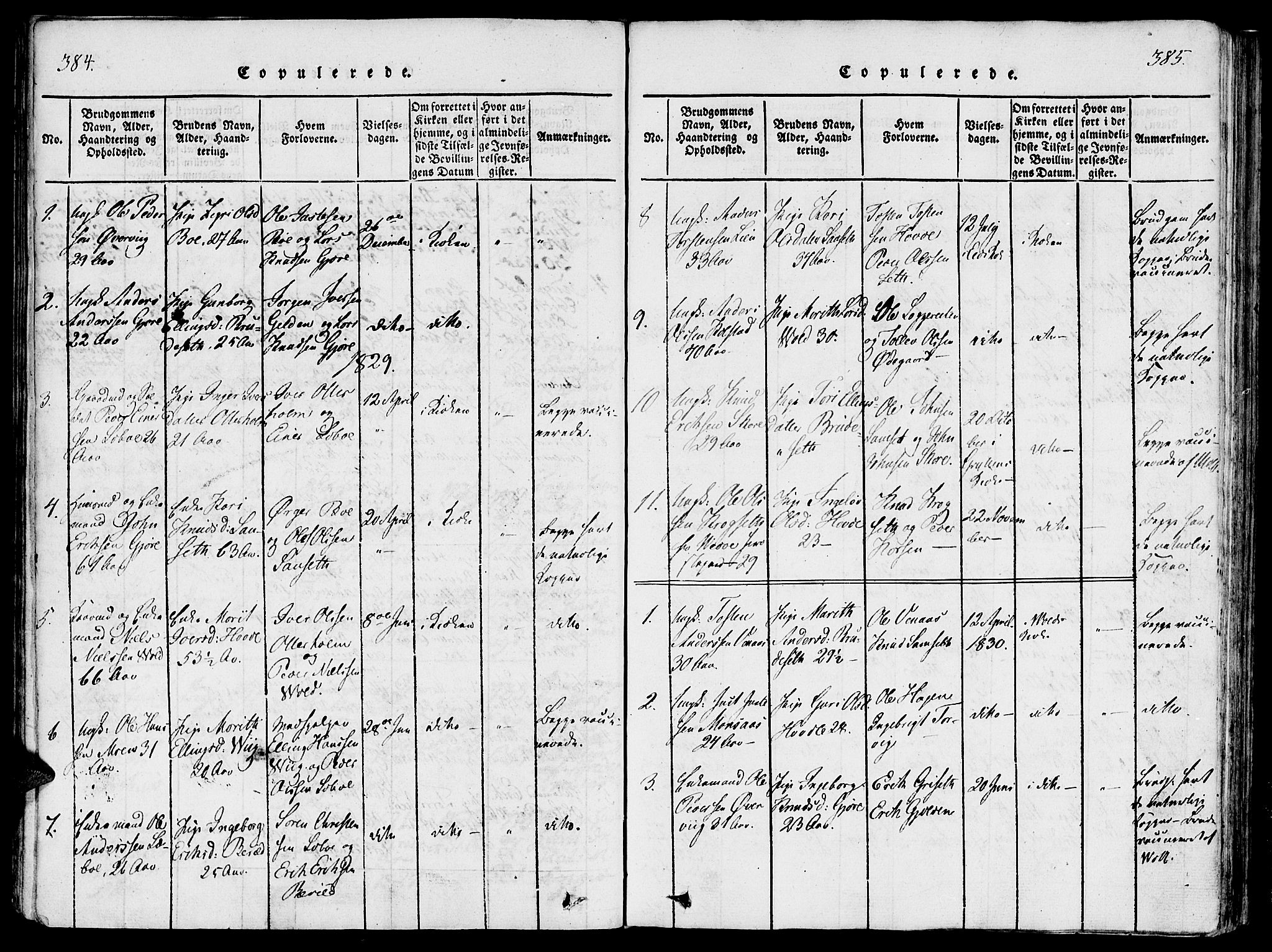 Ministerialprotokoller, klokkerbøker og fødselsregistre - Møre og Romsdal, SAT/A-1454/543/L0561: Parish register (official) no. 543A01, 1818-1853, p. 384-385