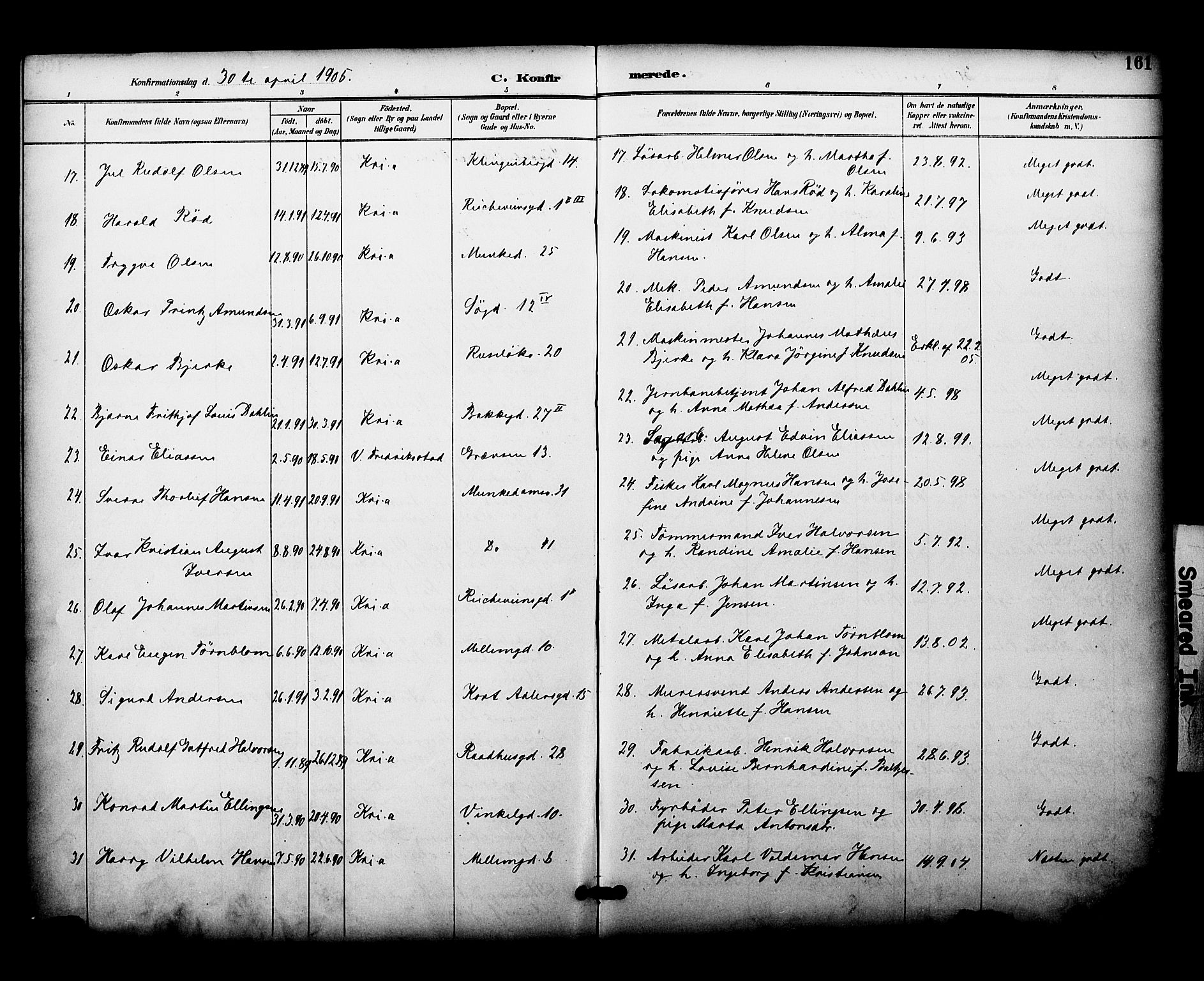 Johannes prestekontor Kirkebøker, AV/SAO-A-10852/F/Fa/L0005: Parish register (official) no. 5, 1893-1907, p. 161