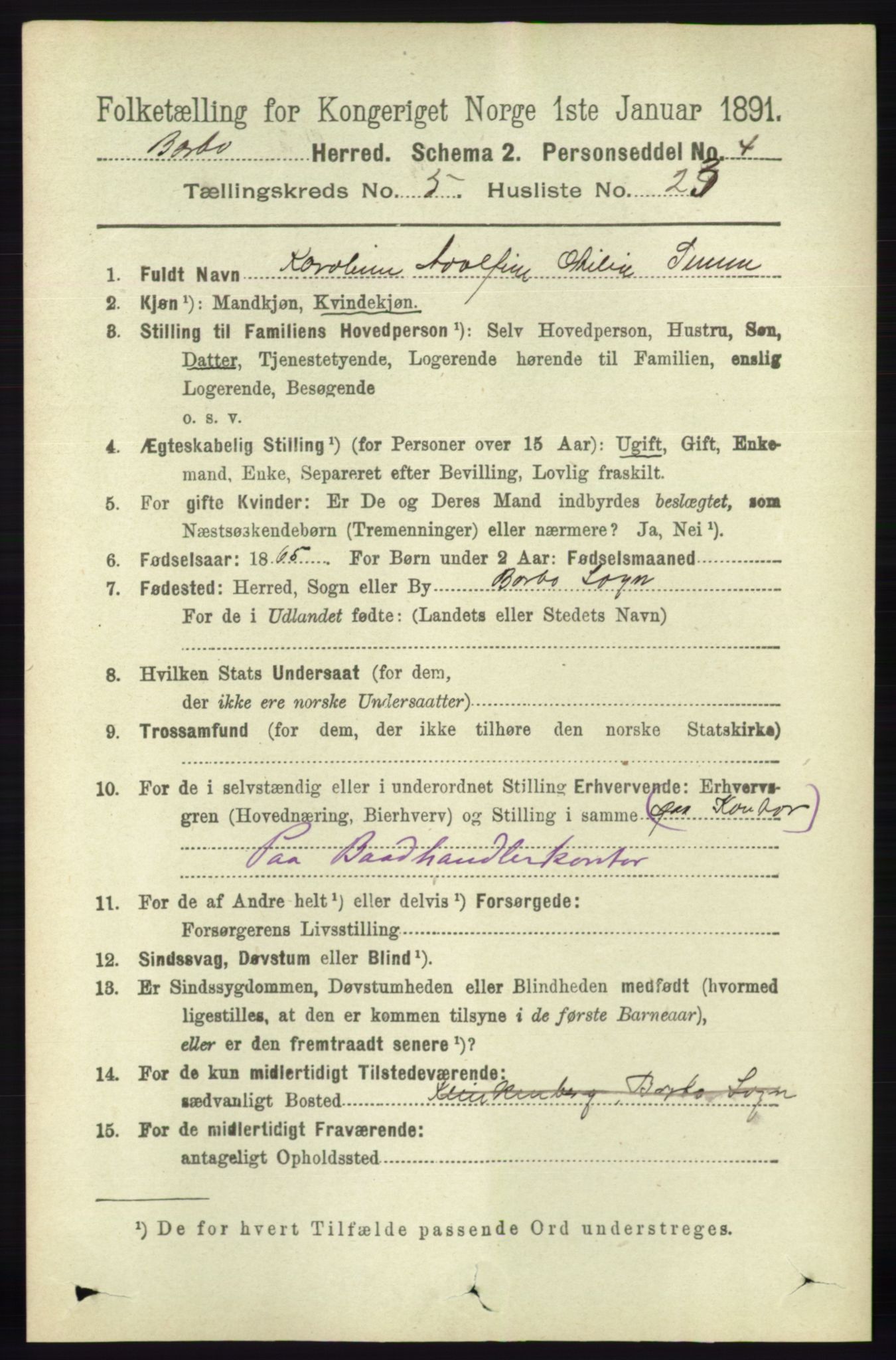 RA, 1891 census for 0990 Barbu, 1891, p. 3697
