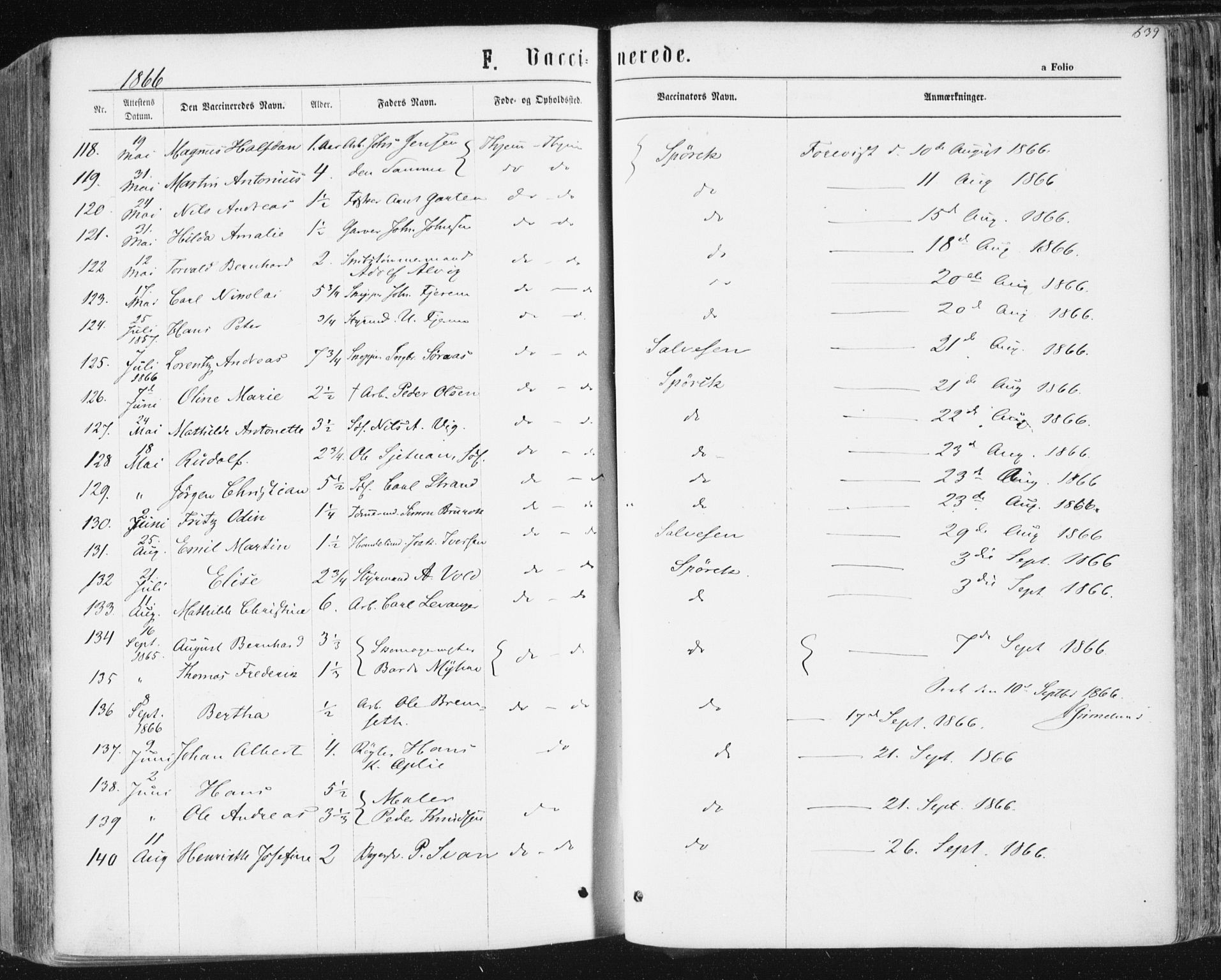 Ministerialprotokoller, klokkerbøker og fødselsregistre - Sør-Trøndelag, AV/SAT-A-1456/604/L0186: Parish register (official) no. 604A07, 1866-1877, p. 639