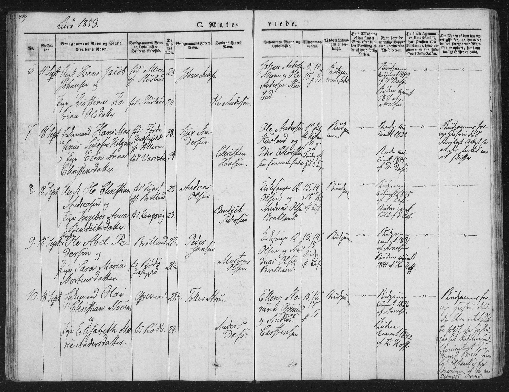 Ministerialprotokoller, klokkerbøker og fødselsregistre - Nordland, AV/SAT-A-1459/839/L0566: Parish register (official) no. 839A03, 1825-1862, p. 409