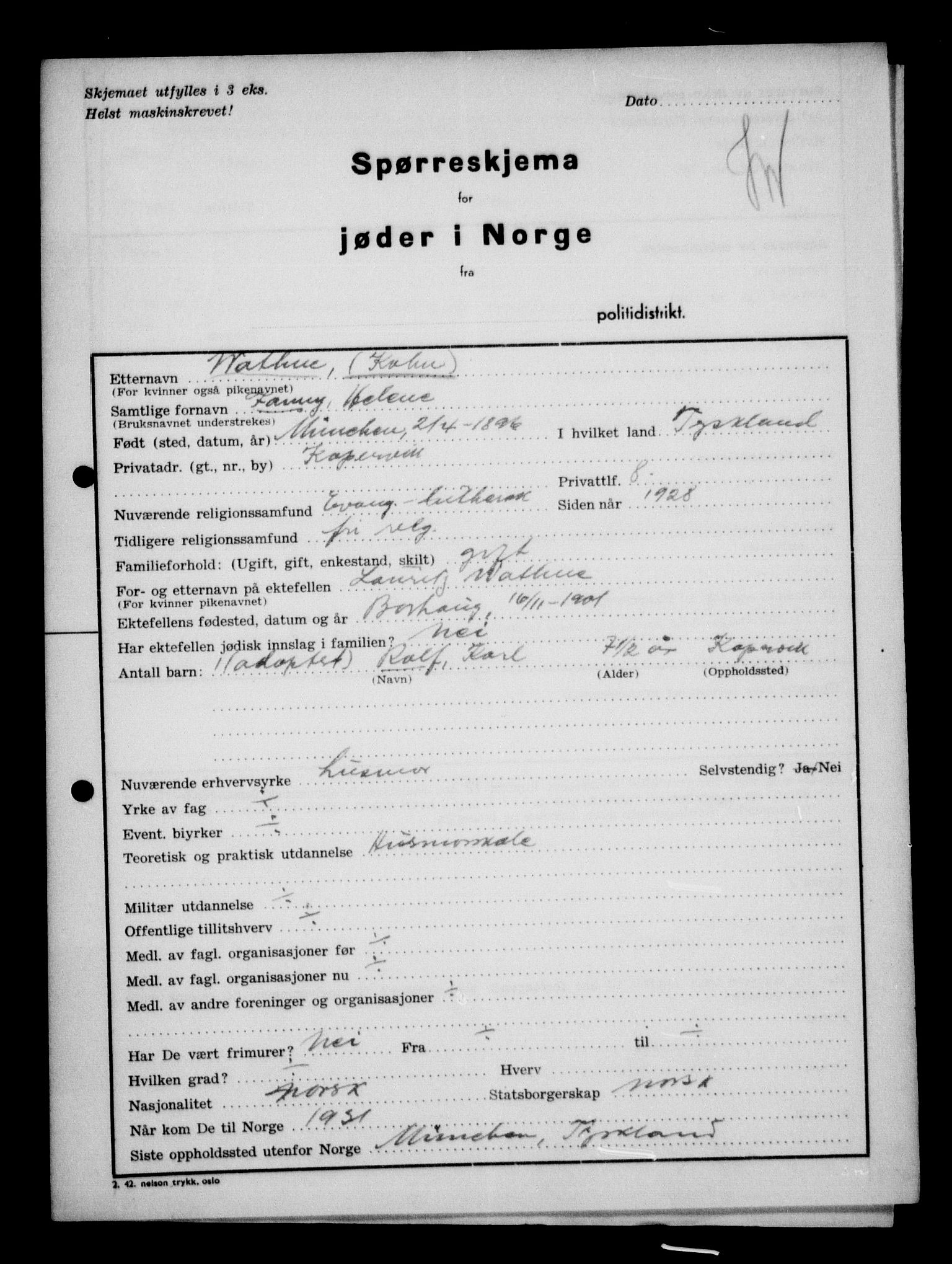 Statspolitiet - Hovedkontoret / Osloavdelingen, AV/RA-S-1329/G/Ga/L0012: Spørreskjema for jøder i Norge. 1: Aker 114- 207 (Levinson-Wozak) og 656 (Salomon). 2: Arendal-Hordaland. 3: Horten-Romerike.  , 1942, p. 587