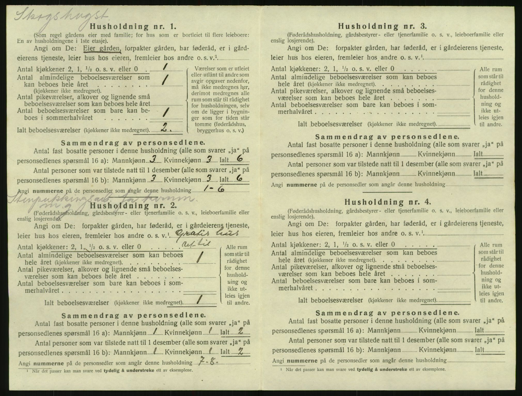 SAK, 1920 census for Herefoss, 1920, p. 197