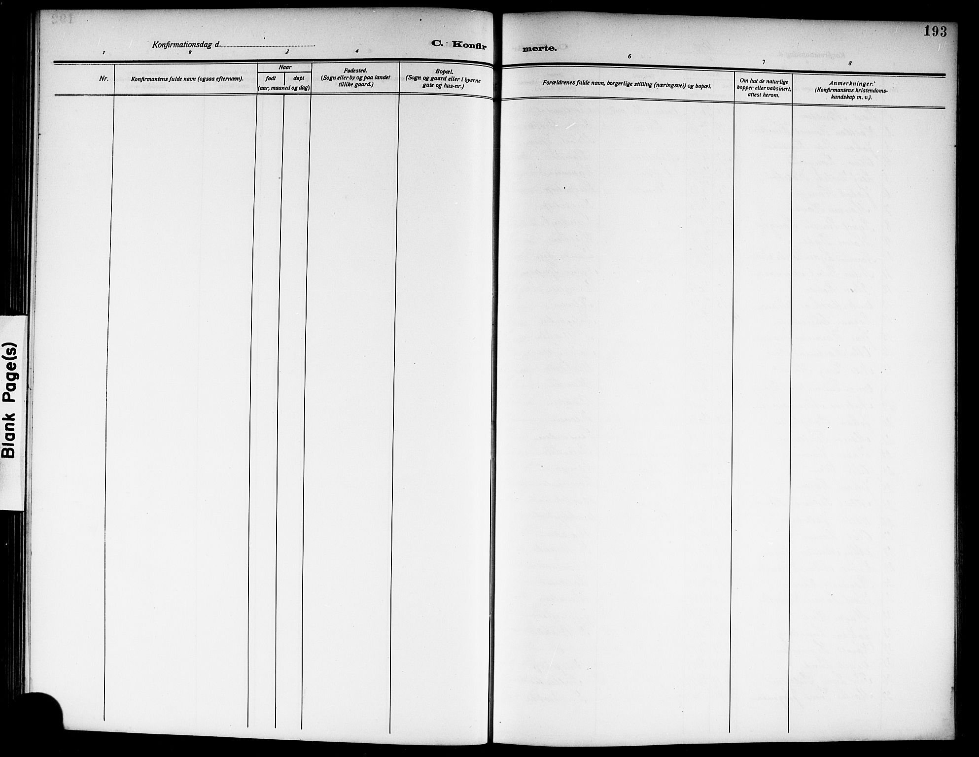 Skien kirkebøker, SAKO/A-302/G/Ga/L0009: Parish register (copy) no. 9, 1910-1920, p. 193