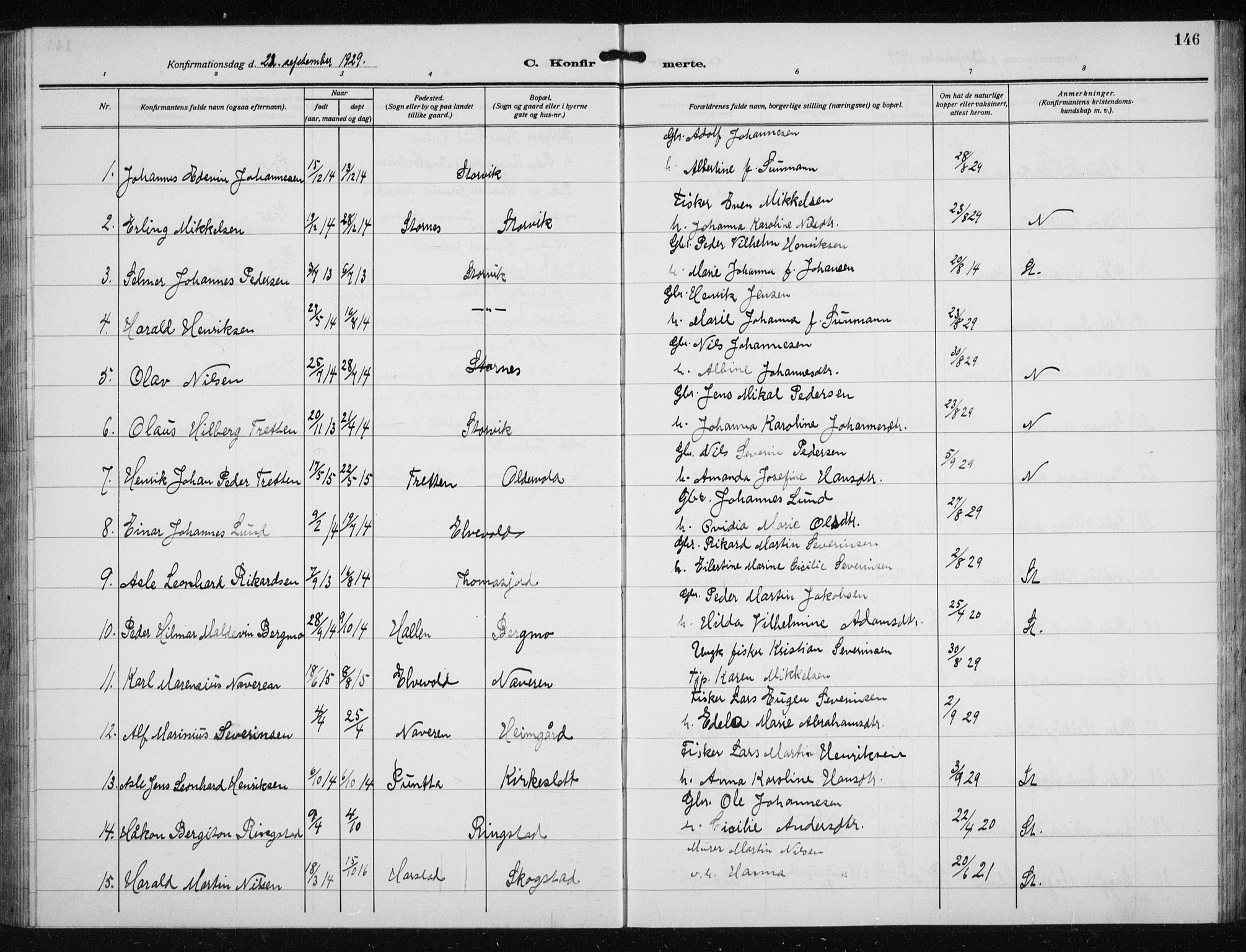 Skjervøy sokneprestkontor, AV/SATØ-S-1300/H/Ha/Hab/L0023klokker: Parish register (copy) no. 23, 1927-1943, p. 146