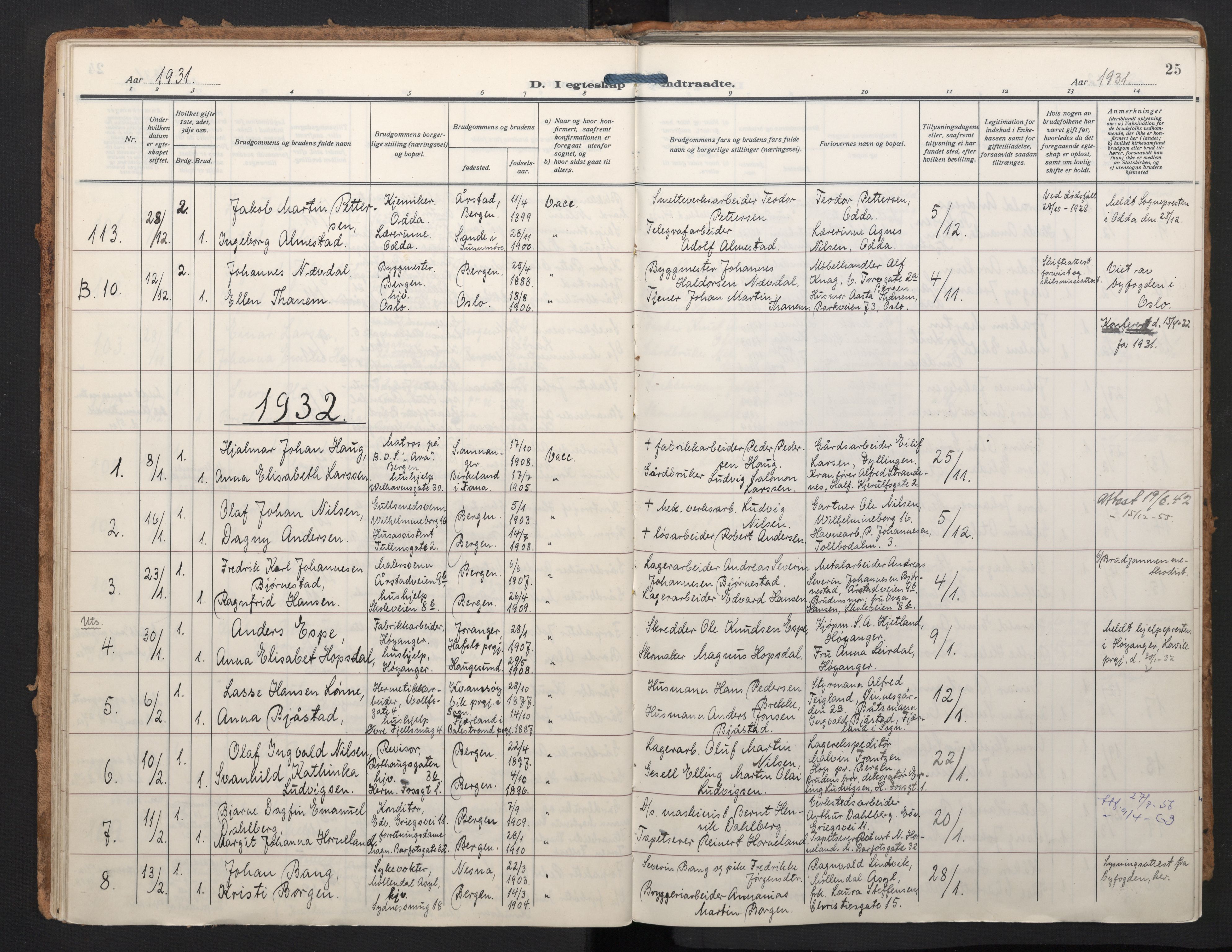 Johanneskirken sokneprestembete, AV/SAB-A-76001/H/Haa/L0014: Parish register (official) no. D 3, 1929-1949, p. 24b-25a