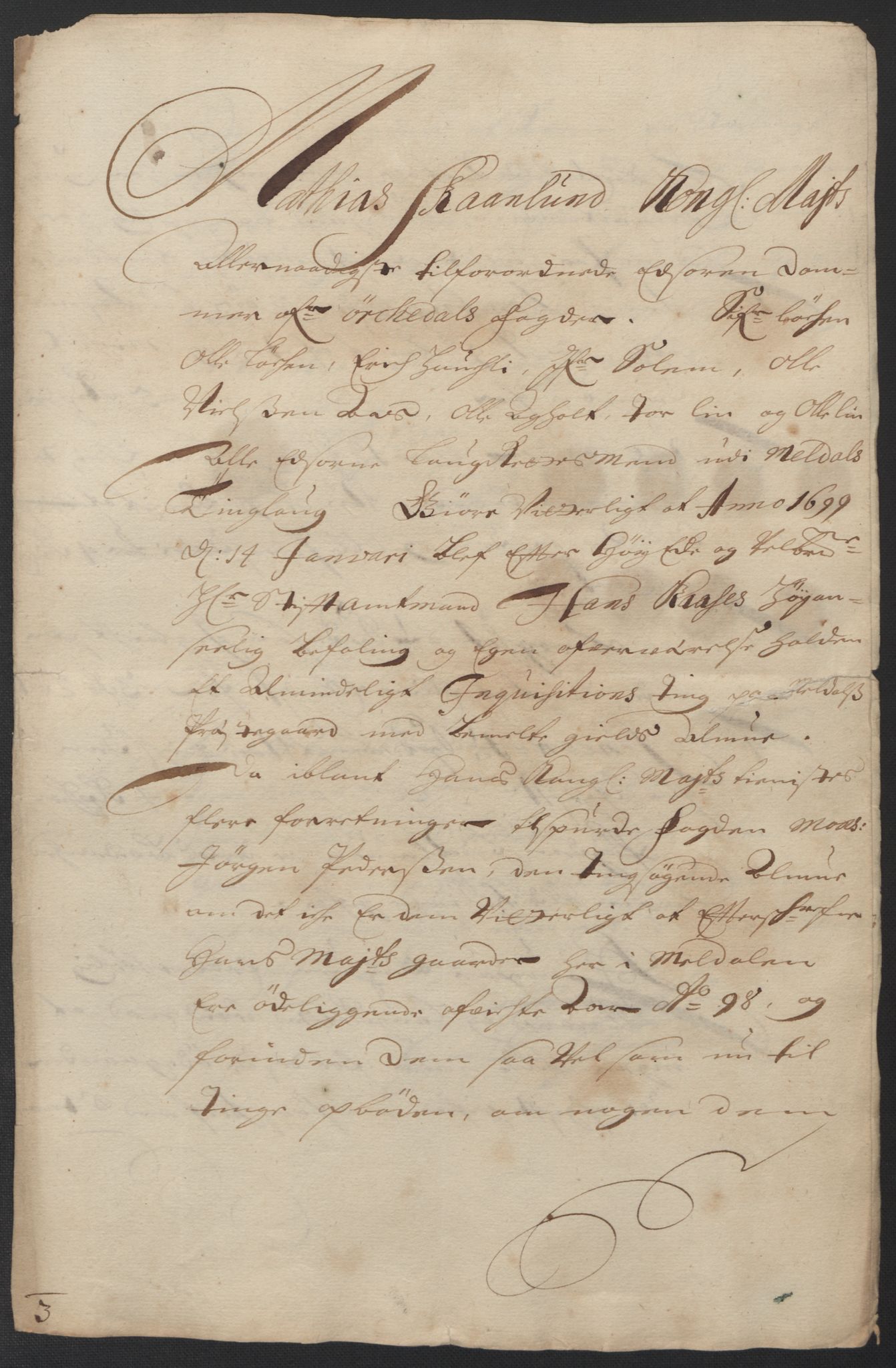 Rentekammeret inntil 1814, Reviderte regnskaper, Fogderegnskap, AV/RA-EA-4092/R60/L3948: Fogderegnskap Orkdal og Gauldal, 1698, p. 238