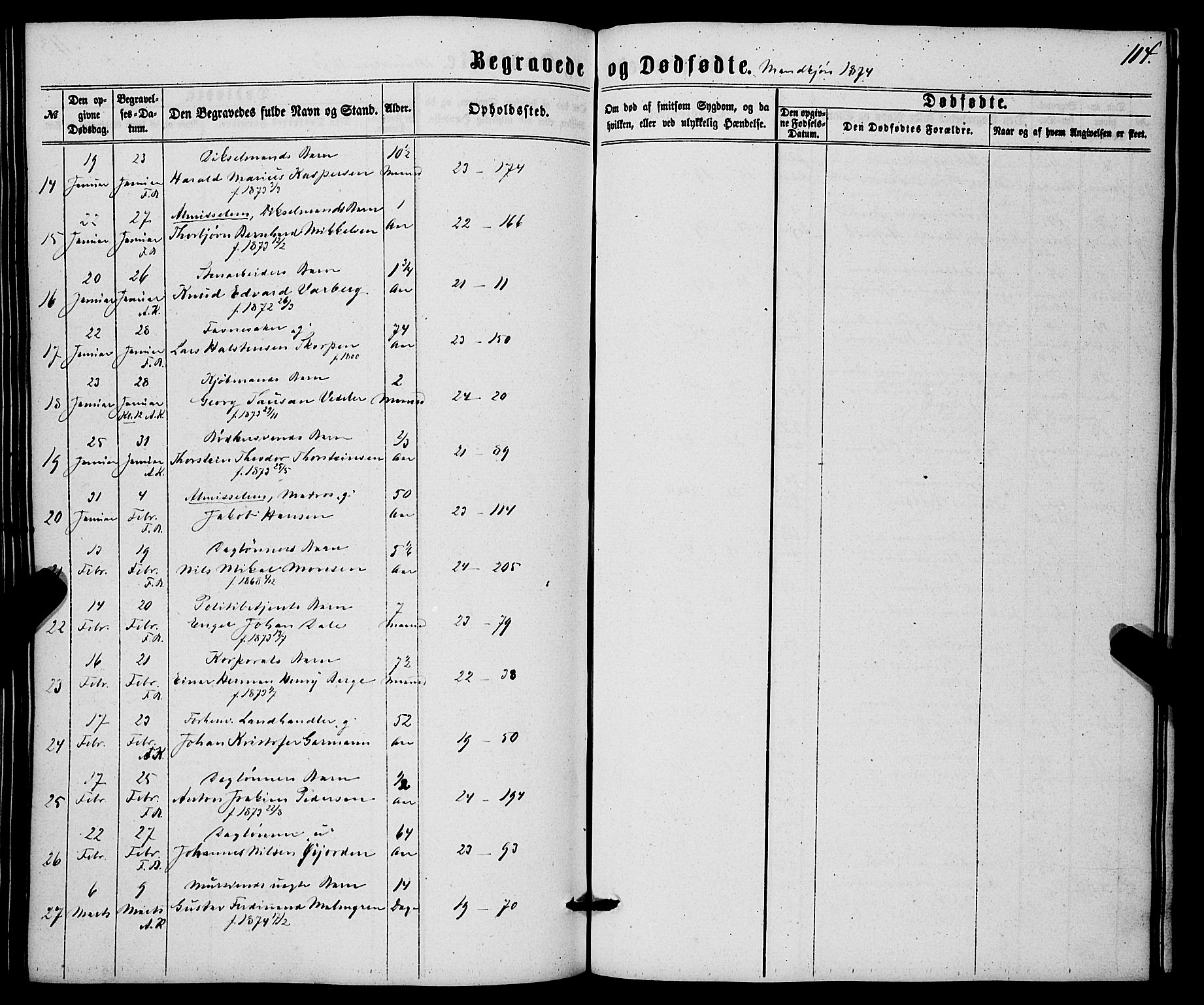 Korskirken sokneprestembete, SAB/A-76101/H/Haa/L0045: Parish register (official) no. E 3, 1863-1875, p. 114