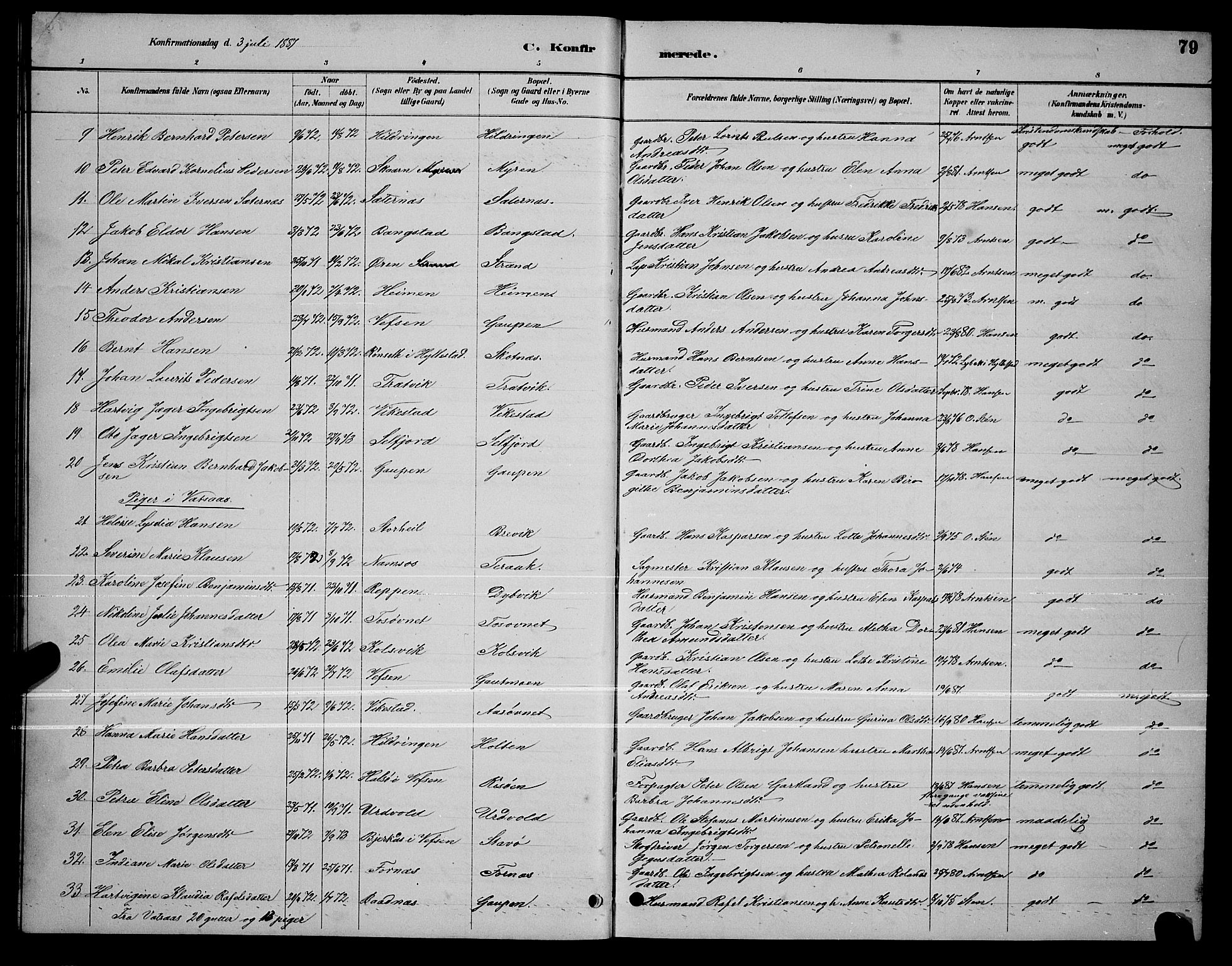 Ministerialprotokoller, klokkerbøker og fødselsregistre - Nordland, SAT/A-1459/810/L0160: Parish register (copy) no. 810C03, 1884-1896, p. 79
