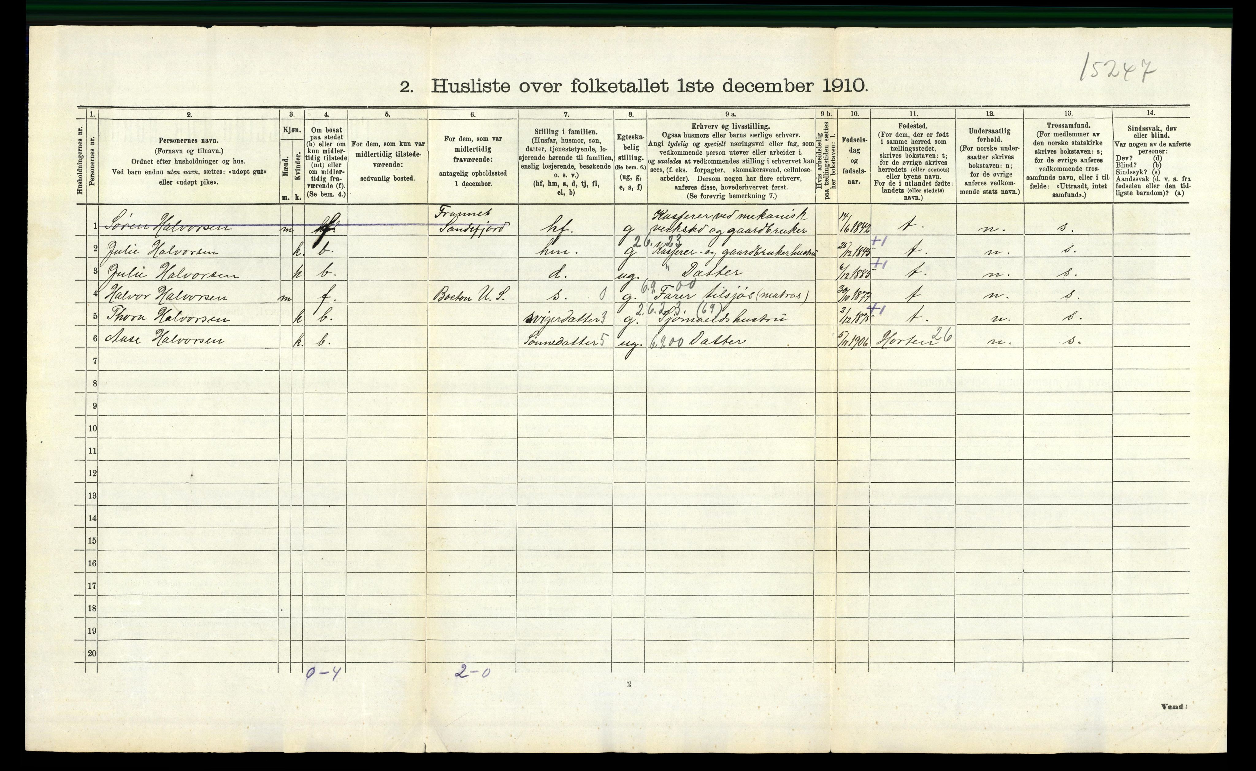 RA, 1910 census for Tjøme, 1910, p. 620