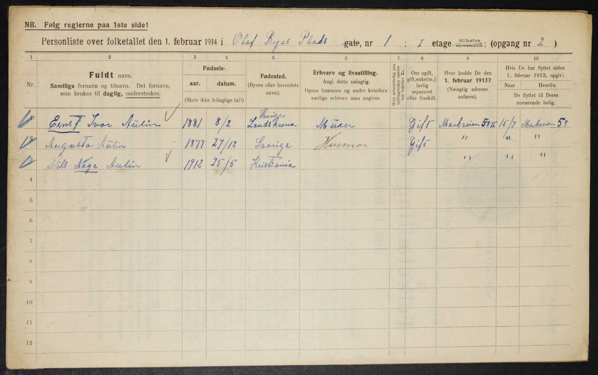 OBA, Municipal Census 1914 for Kristiania, 1914, p. 75092