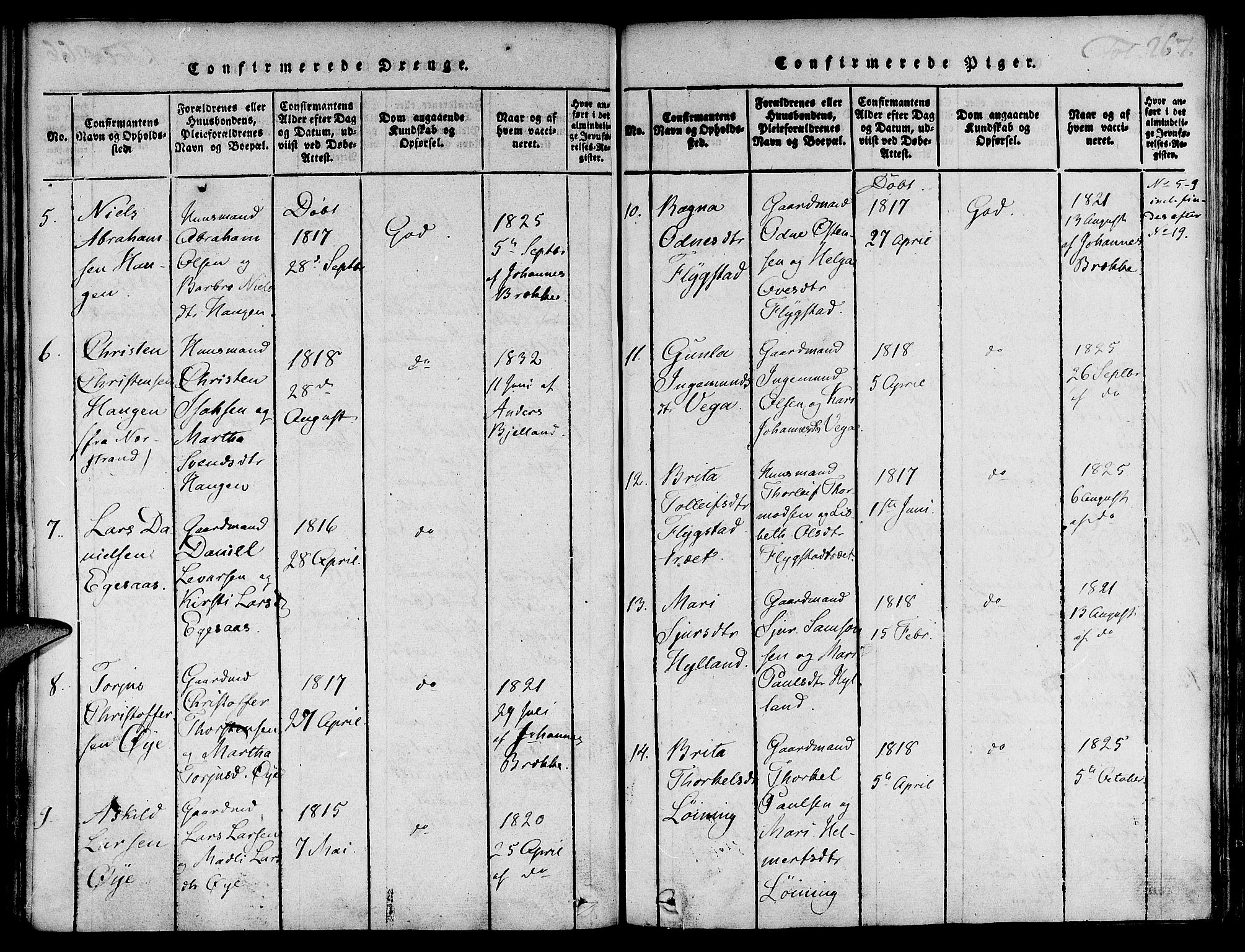 Suldal sokneprestkontor, AV/SAST-A-101845/01/IV/L0007: Parish register (official) no. A 7, 1817-1838, p. 267