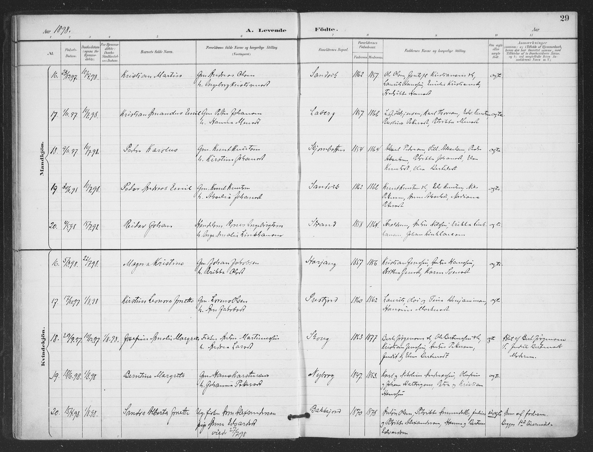 Ministerialprotokoller, klokkerbøker og fødselsregistre - Nordland, SAT/A-1459/866/L0939: Parish register (official) no. 866A02, 1894-1906, p. 29