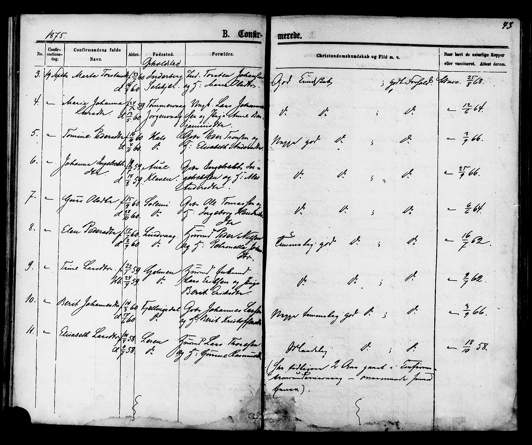 Ministerialprotokoller, klokkerbøker og fødselsregistre - Møre og Romsdal, AV/SAT-A-1454/577/L0895: Parish register (official) no. 577A02, 1875-1879, p. 43