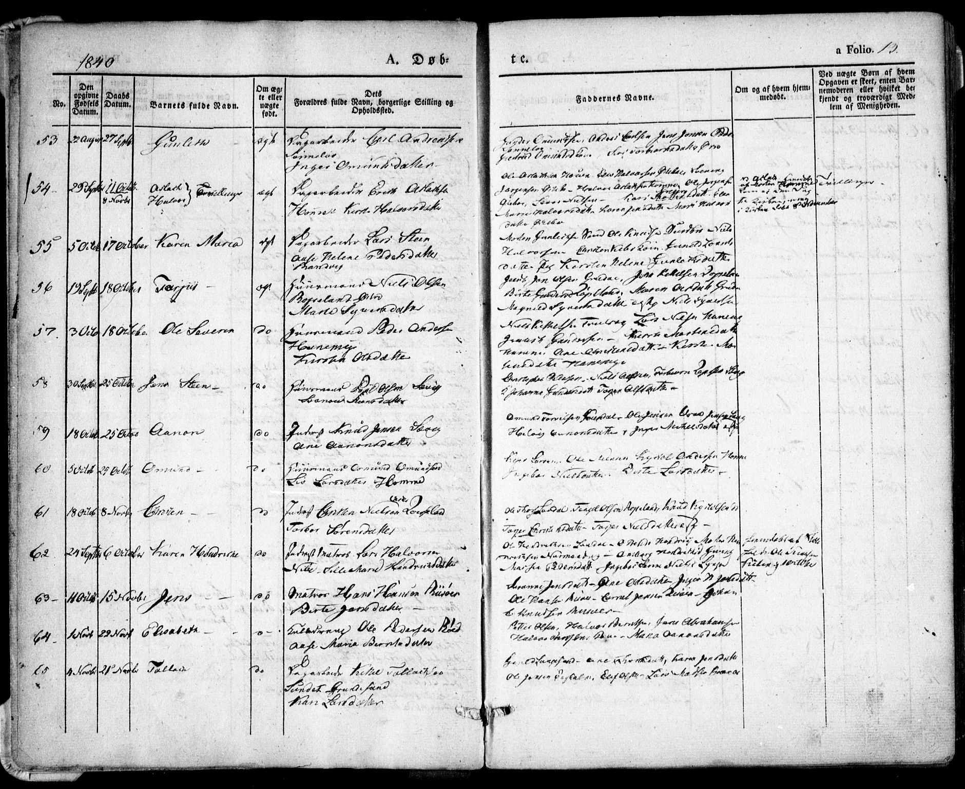 Søndeled sokneprestkontor, SAK/1111-0038/F/Fa/L0002: Parish register (official) no. A 2, 1839-1860, p. 13