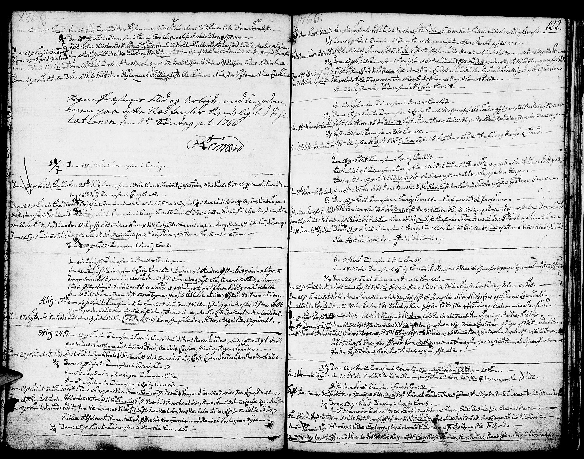 Gulen sokneprestembete, SAB/A-80201/H/Haa/Haaa/L0012: Parish register (official) no. A 12, 1749-1776, p. 122