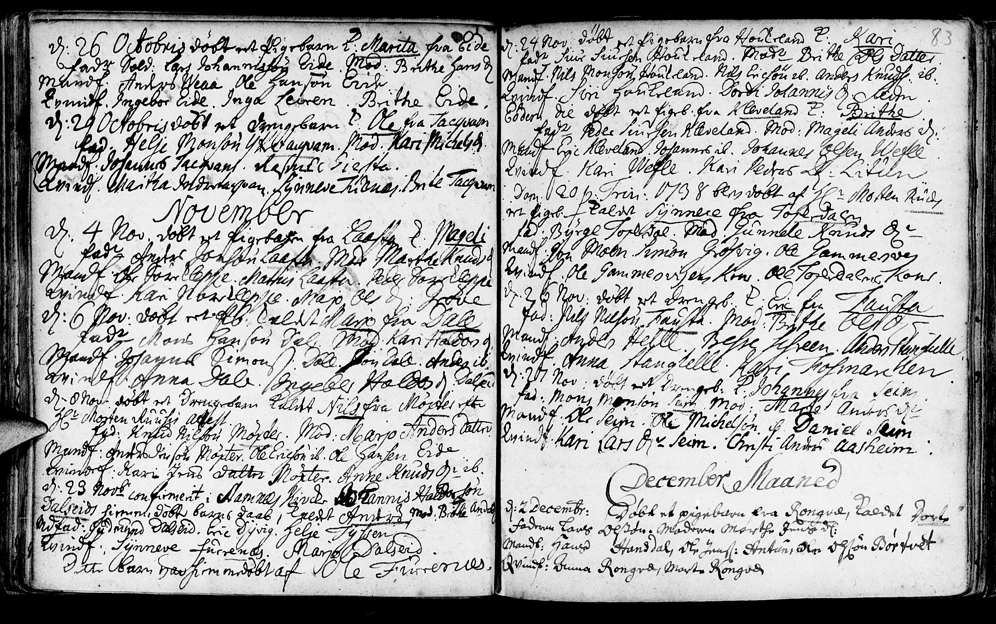 Haus sokneprestembete, AV/SAB-A-75601/H/Haa: Parish register (official) no. A 5, 1733-1747, p. 83