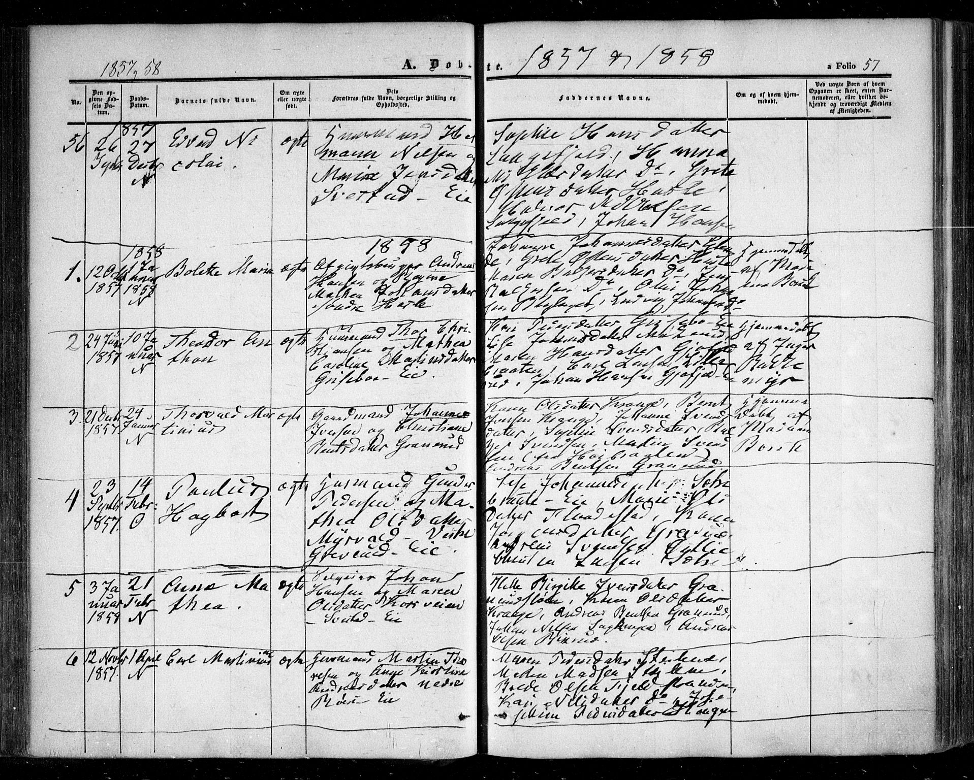 Nesodden prestekontor Kirkebøker, AV/SAO-A-10013/F/Fa/L0007: Parish register (official) no. I 7, 1848-1868, p. 57