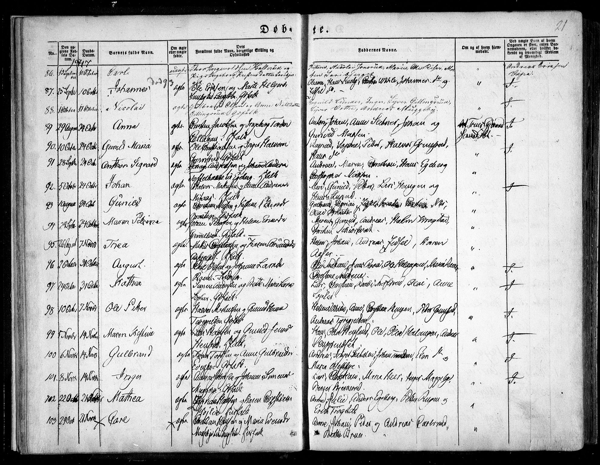 Trøgstad prestekontor Kirkebøker, SAO/A-10925/F/Fa/L0007: Parish register (official) no. I 7, 1845-1854, p. 21