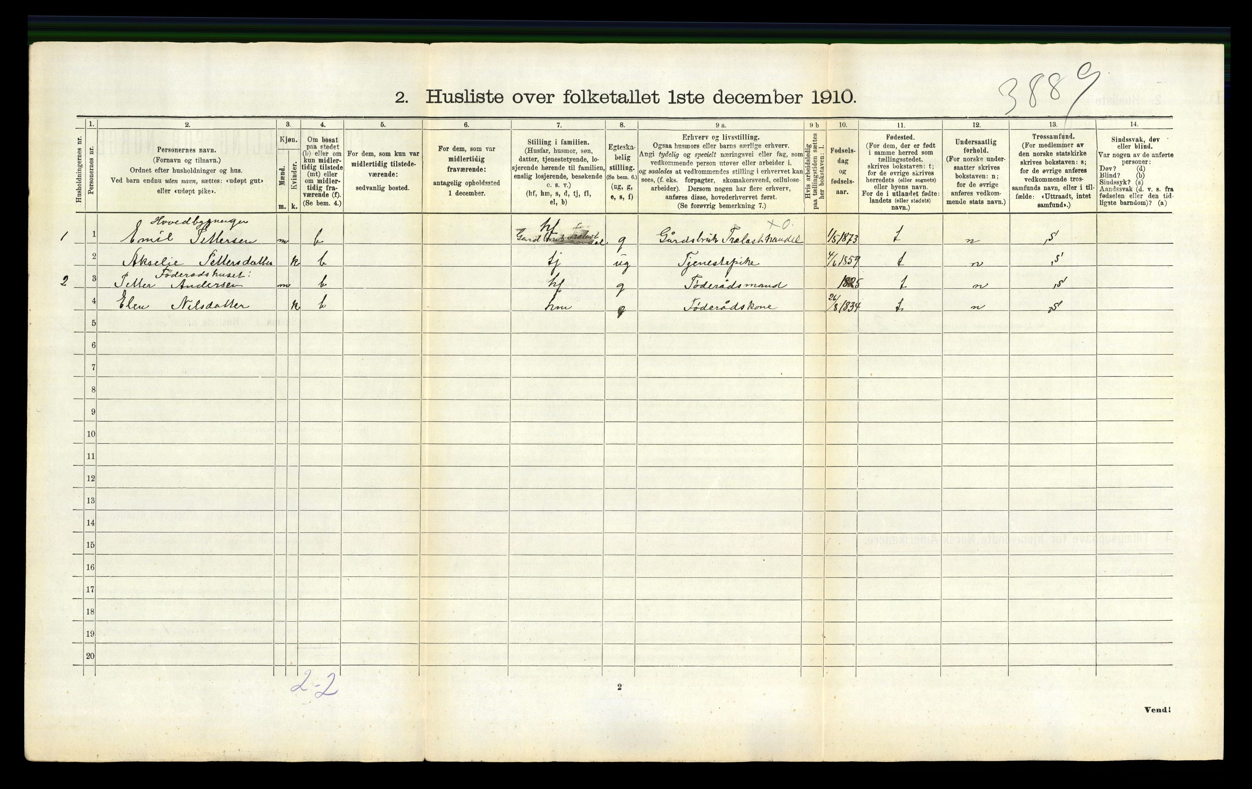 RA, 1910 census for Evenes, 1910, p. 528