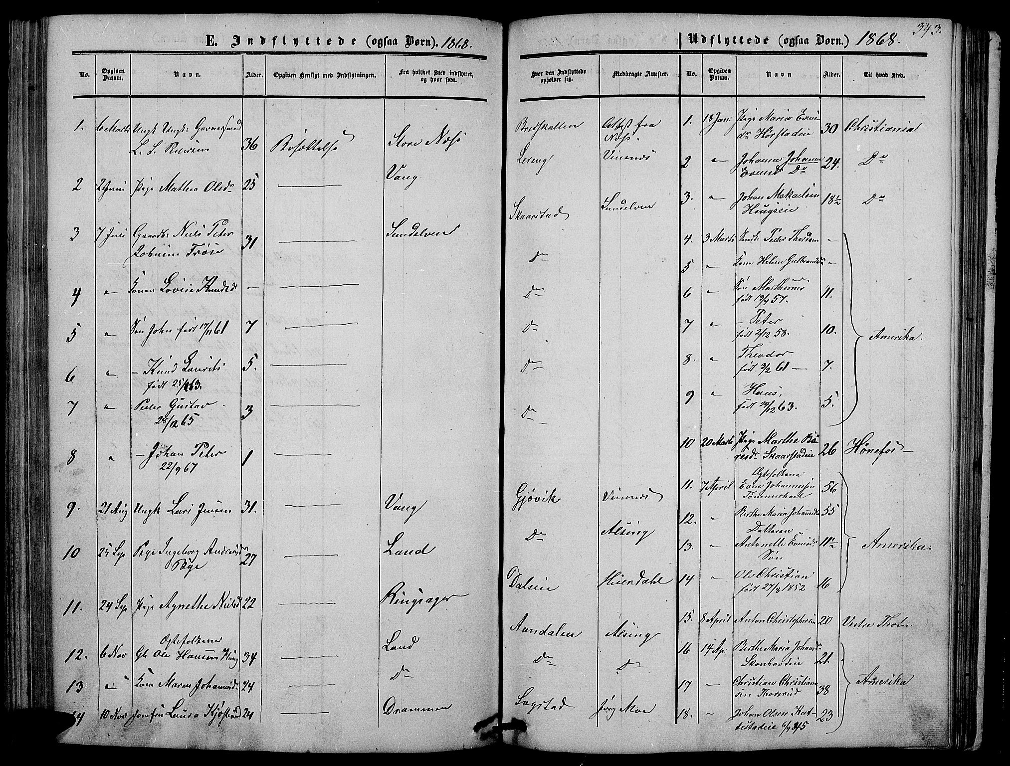 Vardal prestekontor, SAH/PREST-100/H/Ha/Hab/L0005: Parish register (copy) no. 5, 1854-1868, p. 343