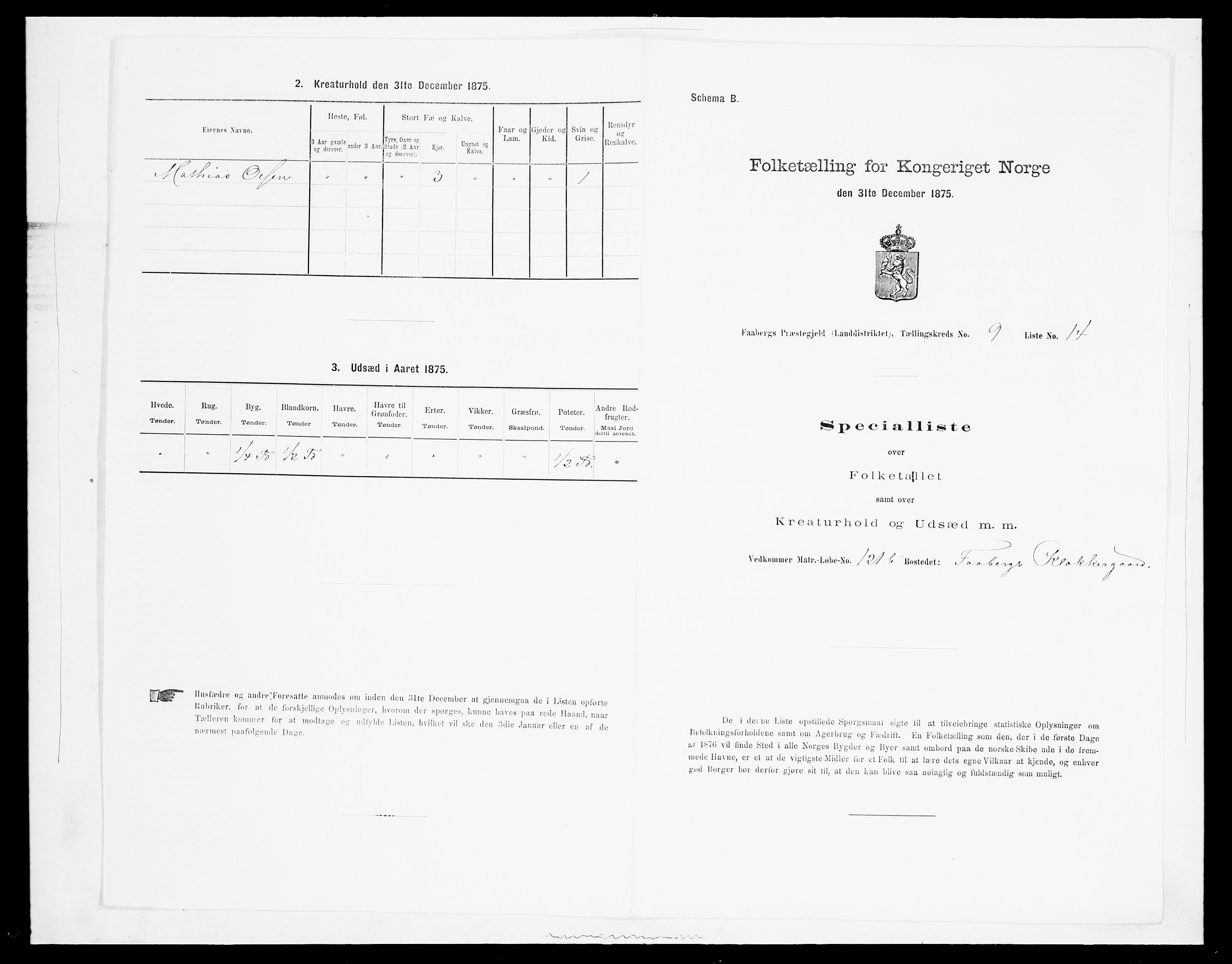 SAH, 1875 census for 0524L Fåberg/Fåberg og Lillehammer, 1875, p. 1134