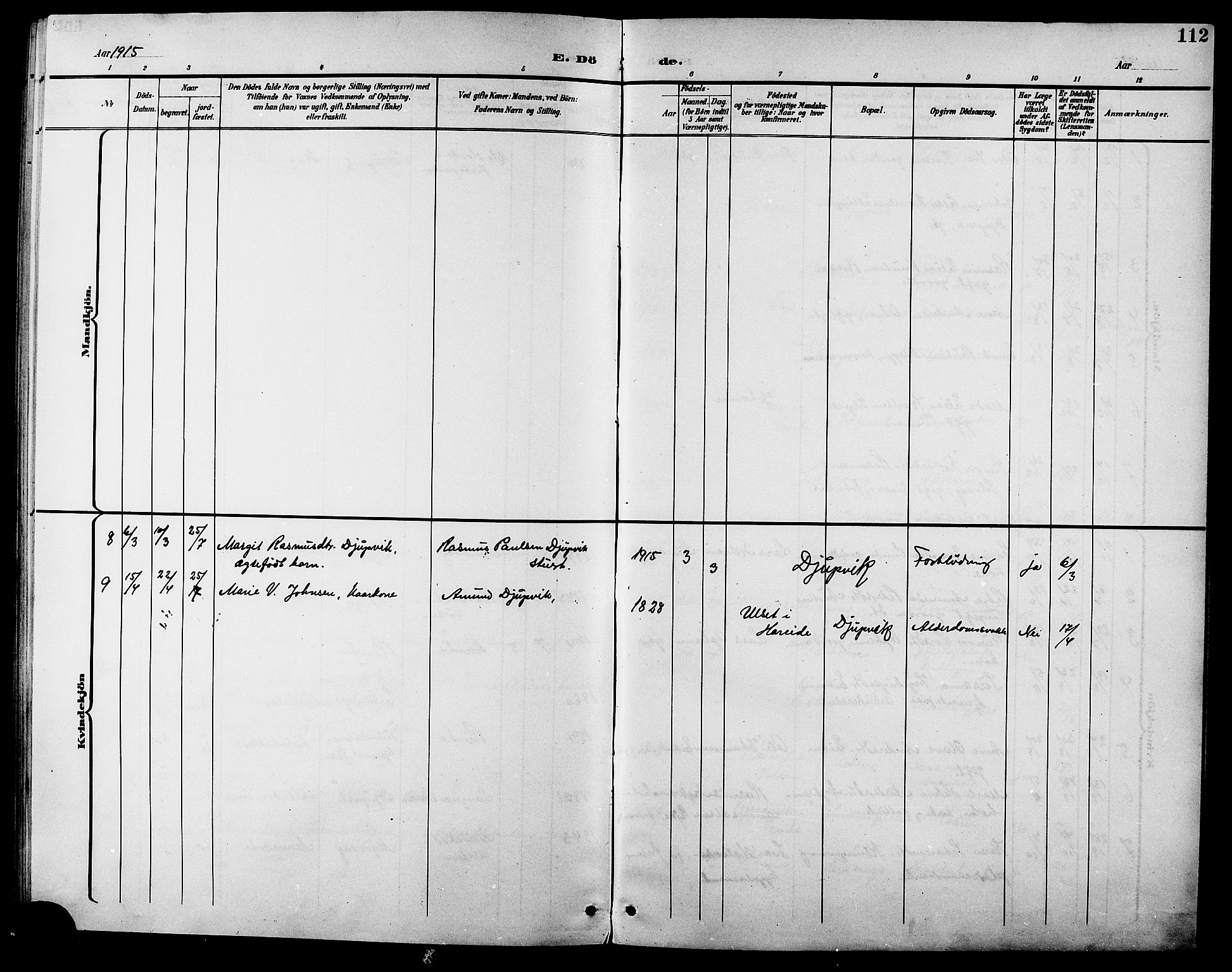 Ministerialprotokoller, klokkerbøker og fødselsregistre - Møre og Romsdal, AV/SAT-A-1454/508/L0098: Parish register (copy) no. 508C02, 1898-1916, p. 112