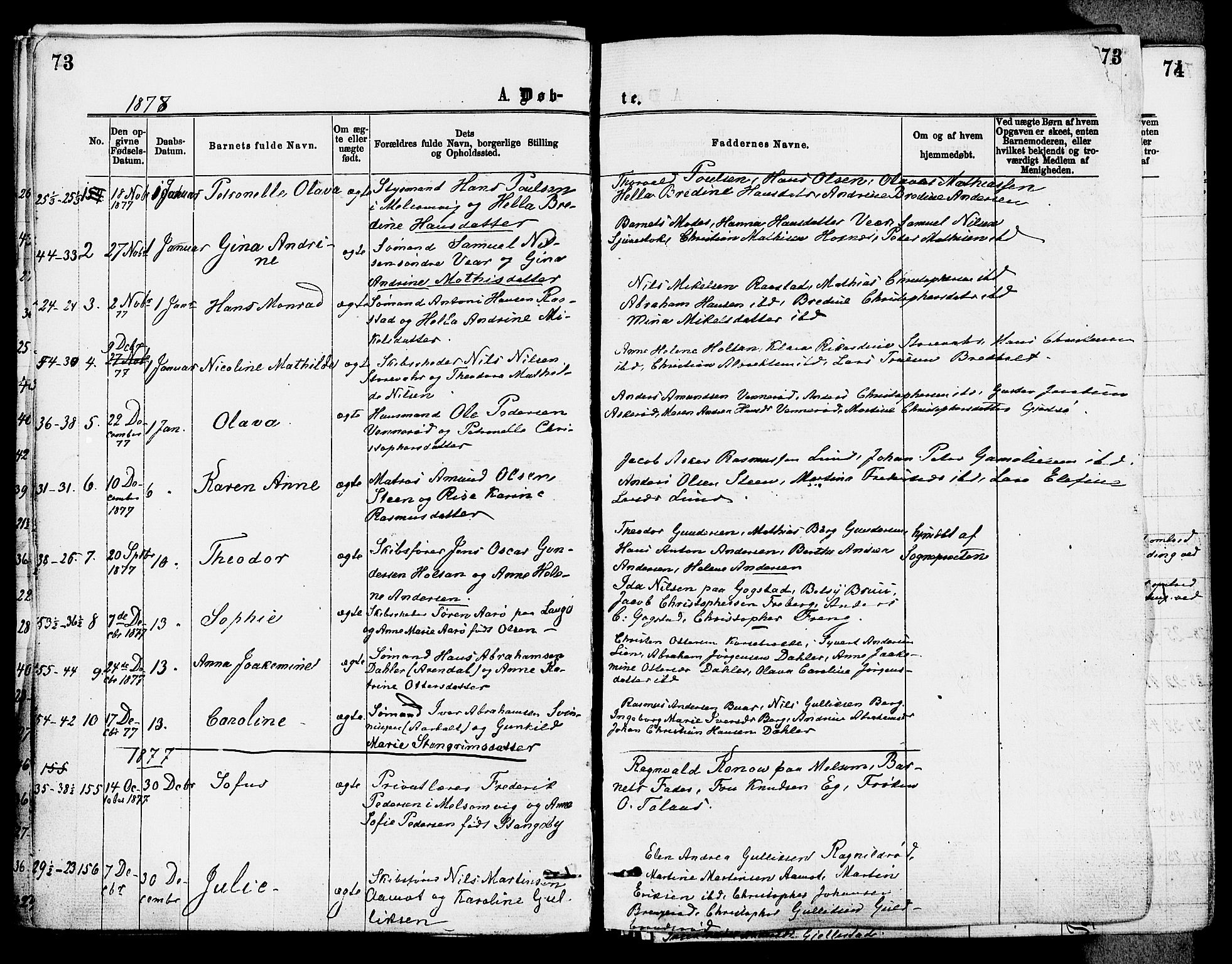 Stokke kirkebøker, SAKO/A-320/F/Fa/L0009: Parish register (official) no. I 9, 1872-1883, p. 73