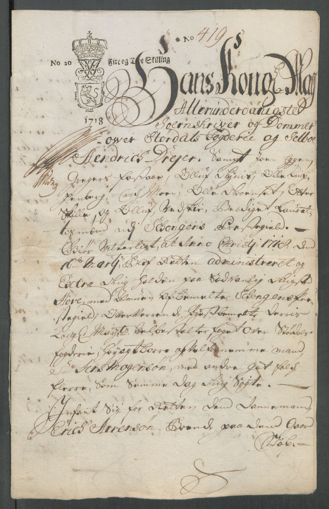 Rentekammeret inntil 1814, Reviderte regnskaper, Fogderegnskap, AV/RA-EA-4092/R62/L4208: Fogderegnskap Stjørdal og Verdal, 1718, p. 299