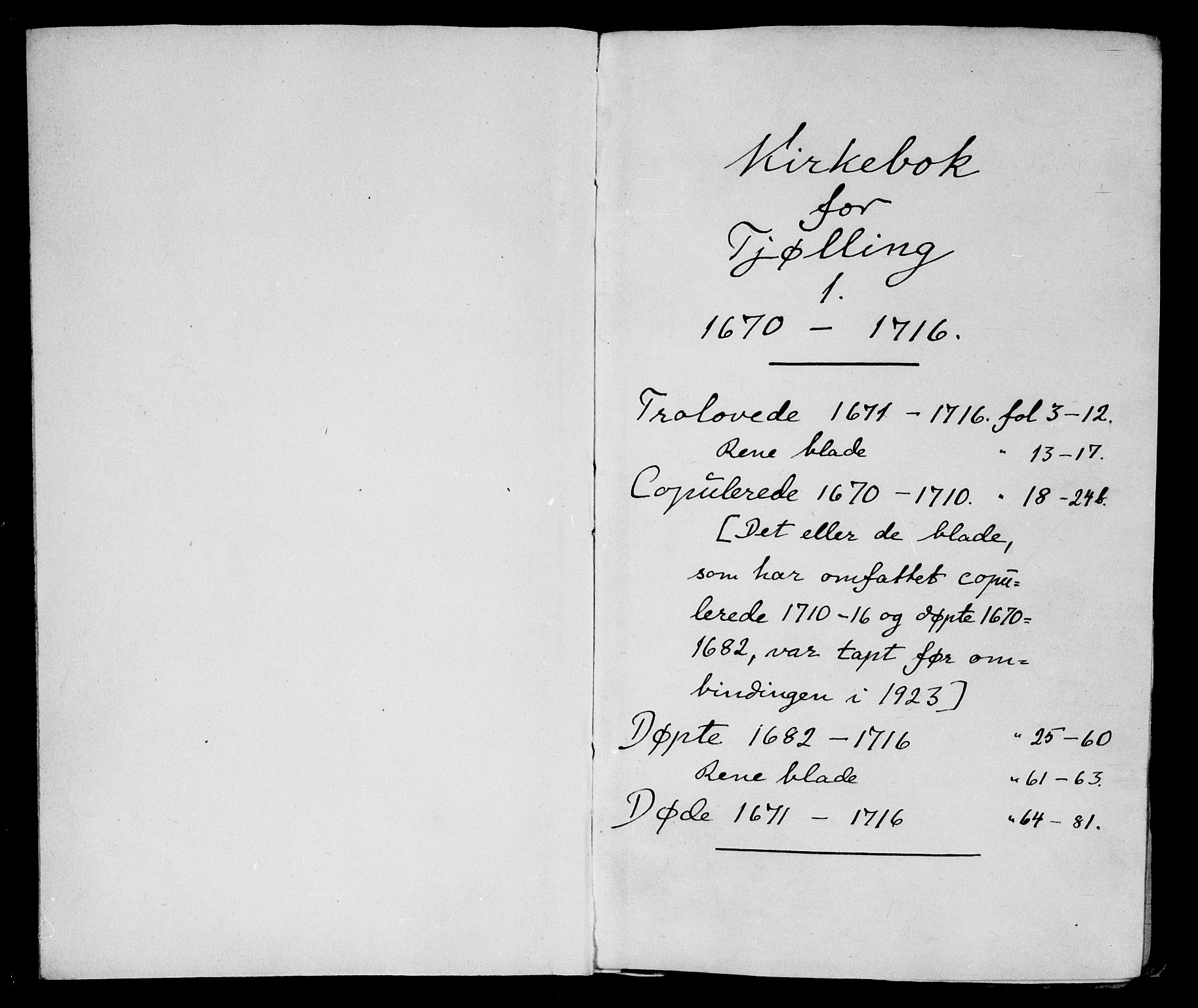 Tjølling kirkebøker, SAKO/A-60/F/Fa/L0001: Parish register (official) no. 1, 1670-1716