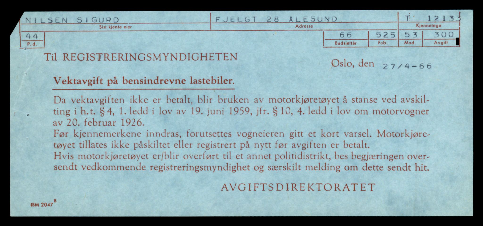 Møre og Romsdal vegkontor - Ålesund trafikkstasjon, AV/SAT-A-4099/F/Fe/L0032: Registreringskort for kjøretøy T 11997 - T 12149, 1927-1998, p. 3299