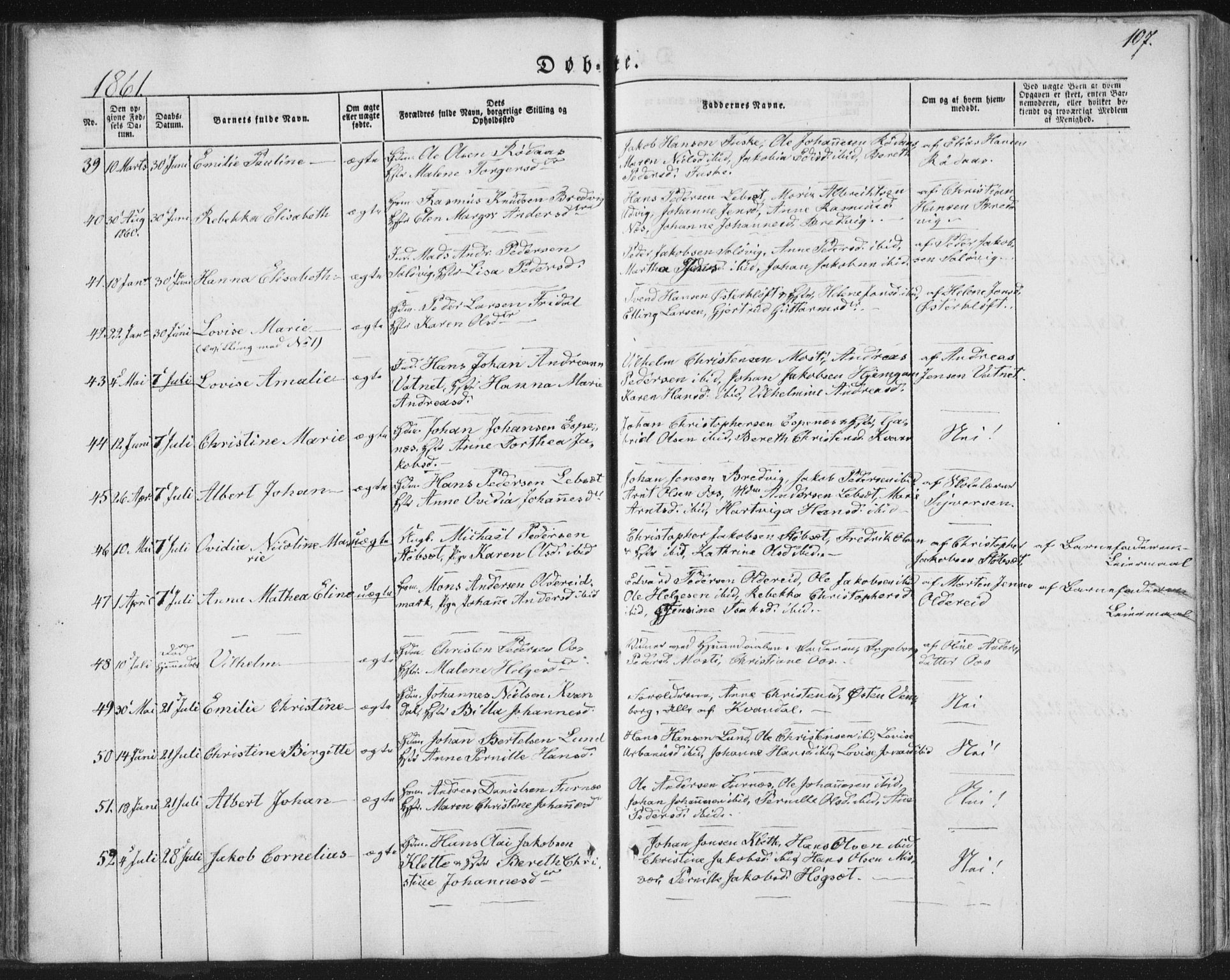 Ministerialprotokoller, klokkerbøker og fødselsregistre - Nordland, SAT/A-1459/852/L0738: Parish register (official) no. 852A08, 1849-1865, p. 107